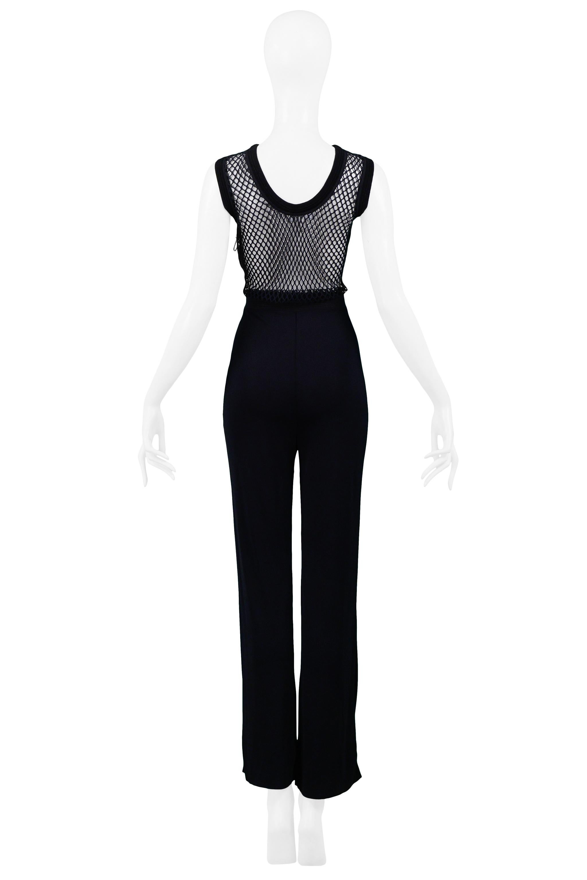 Combinaison sexy Gianfranco Ferre en maille noire à illusion de transparence Pour femmes en vente
