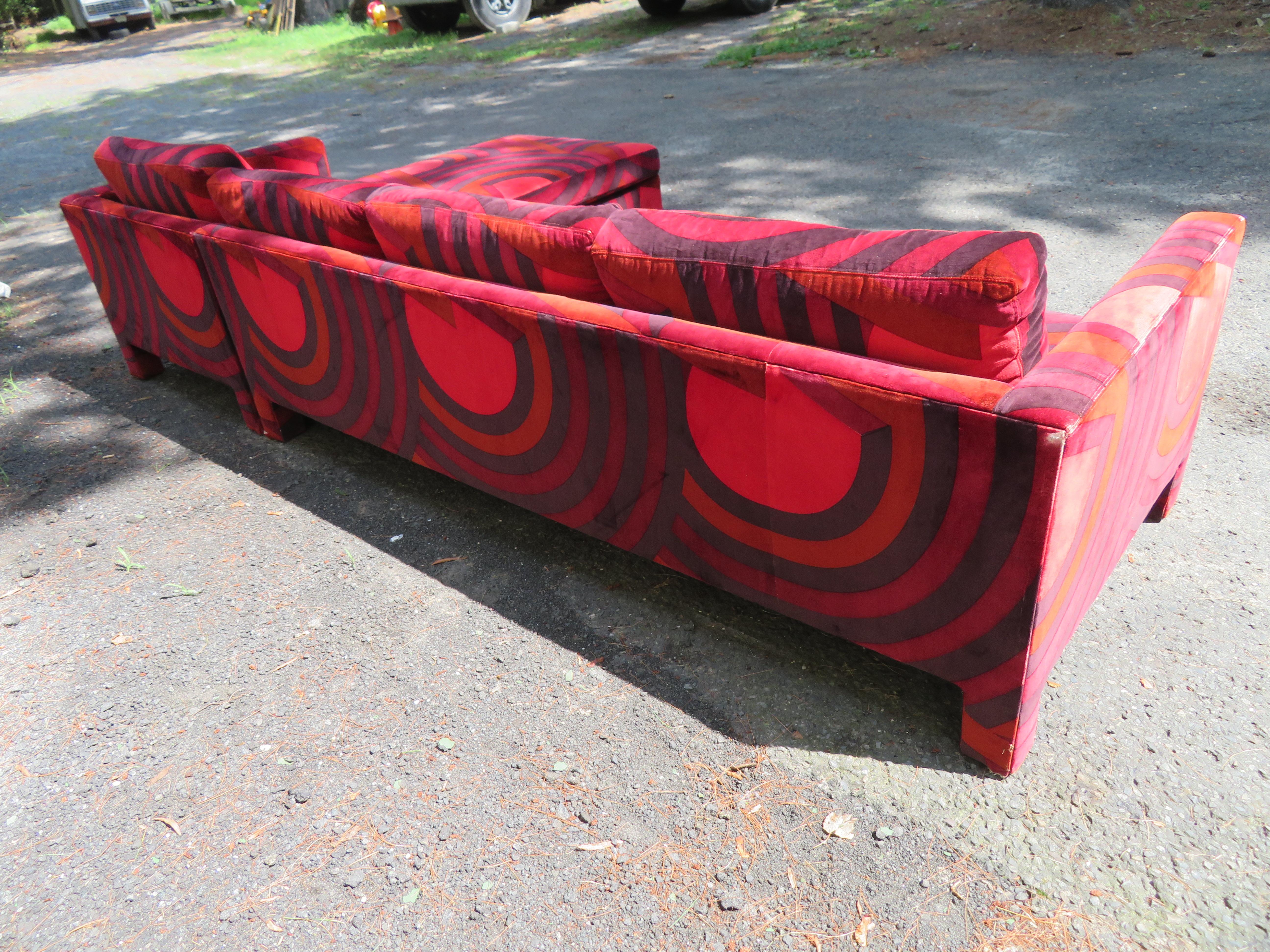 Upholstery Sexy Jack Lenor Larsen Red Velvet Sofa Sectional  For Sale