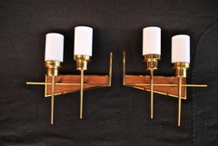 Sexy Large Pair of French Mid Century Sconces 'Possibly Maison Arlus'
