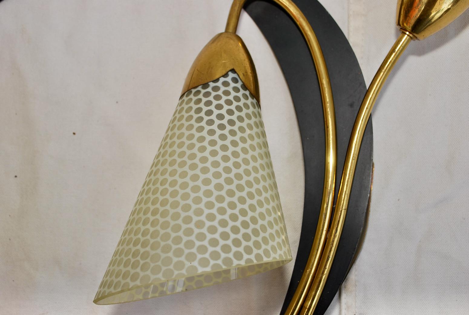 Mid-20th Century Sexy Large Pair of French Mid Century Sconces 'Possibly Maison Arlus' For Sale