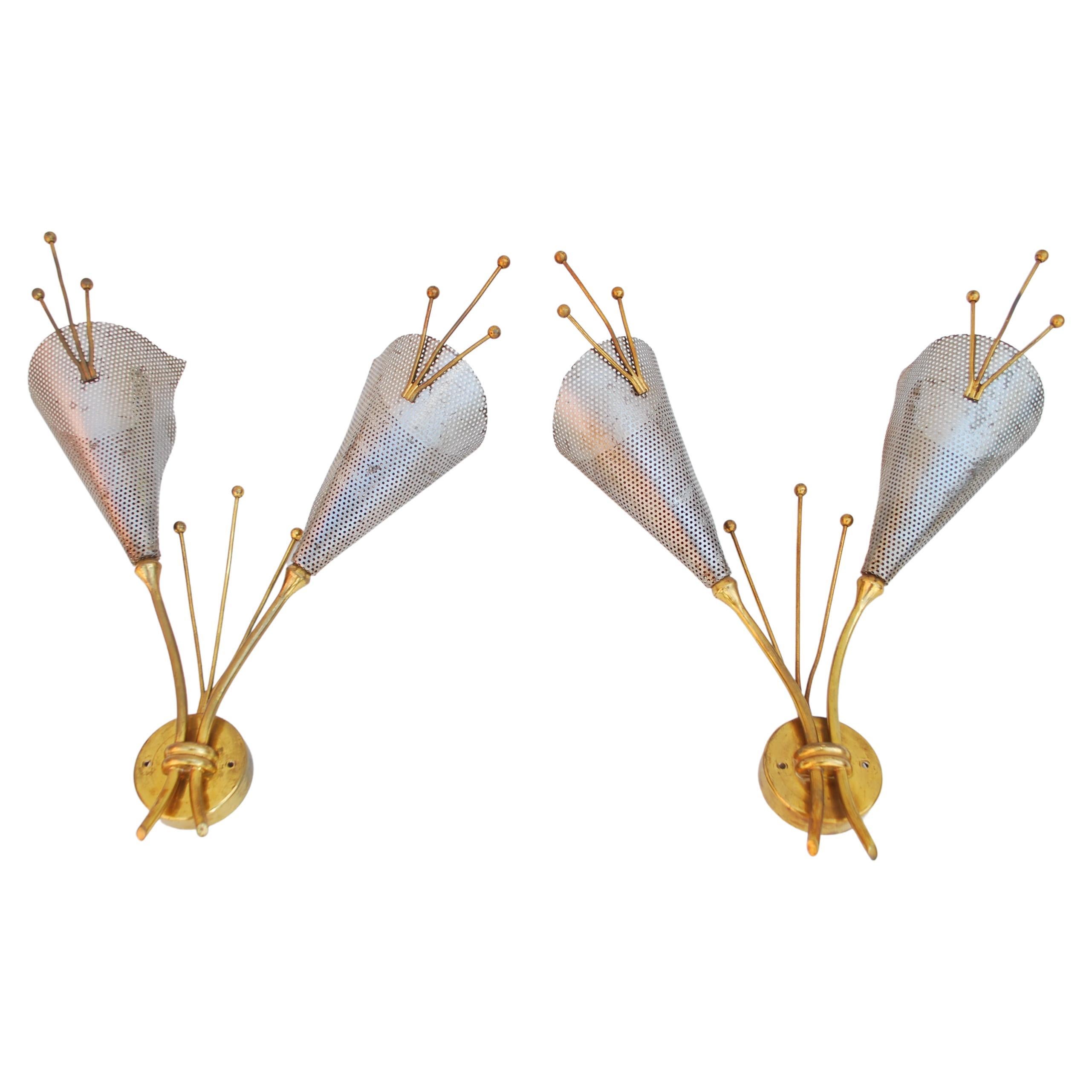 Sexy Midcentury French Sconces Design by Kobis Lorence For Sale