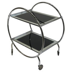 Sexy Mid Century Modern Chrome & Mirrored Bar Cart