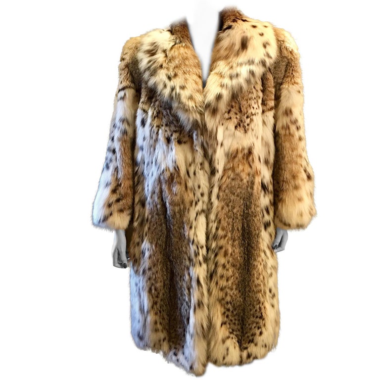 Sexy Natural Spotted Lynx 3 Quarter Length Ultra Soft High Fashion Fur Coat