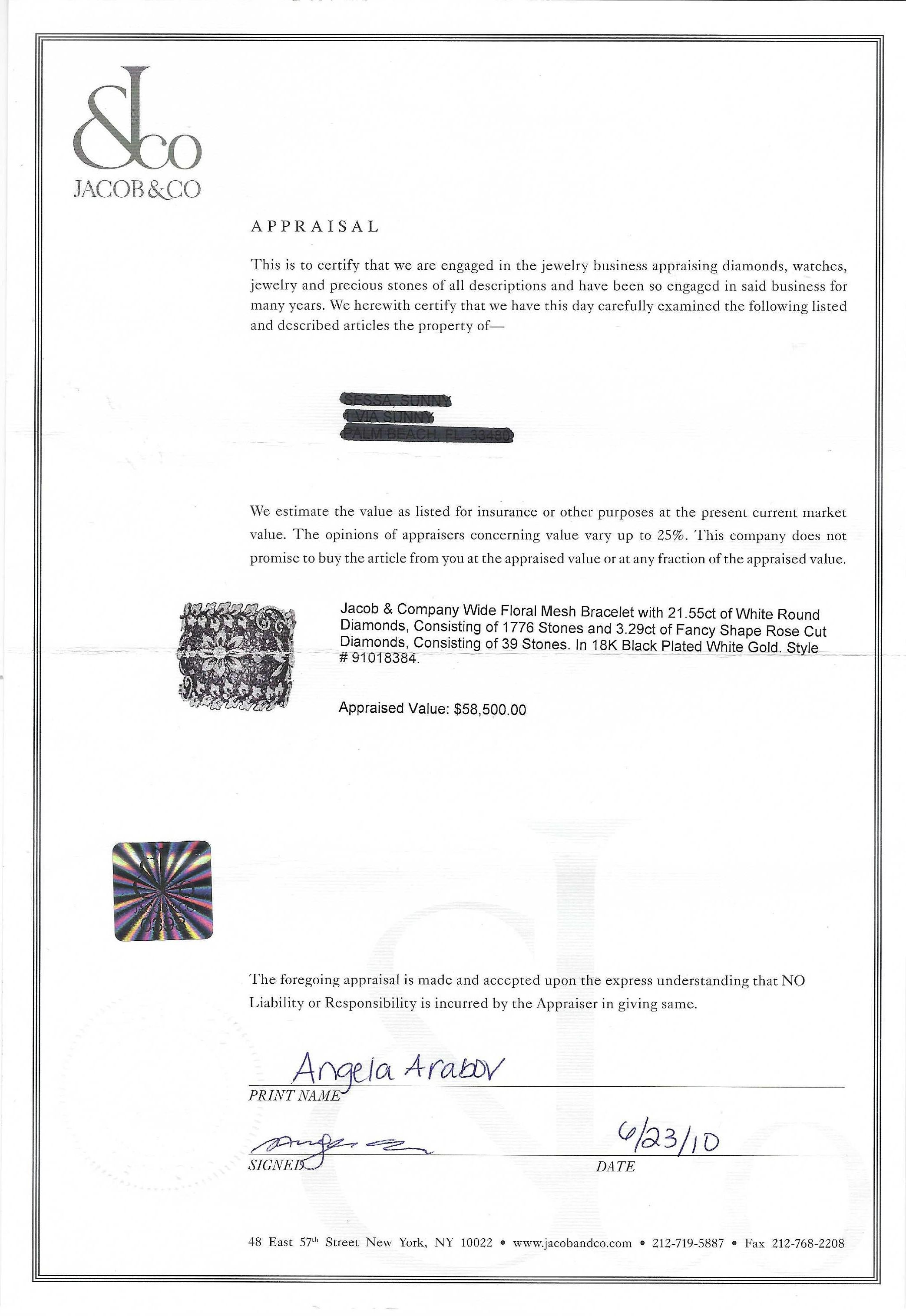 Bracelet sexy en or blanc et 24,84ct de diamants de 2,25 pouces de large par Jacob & Co. en vente 7