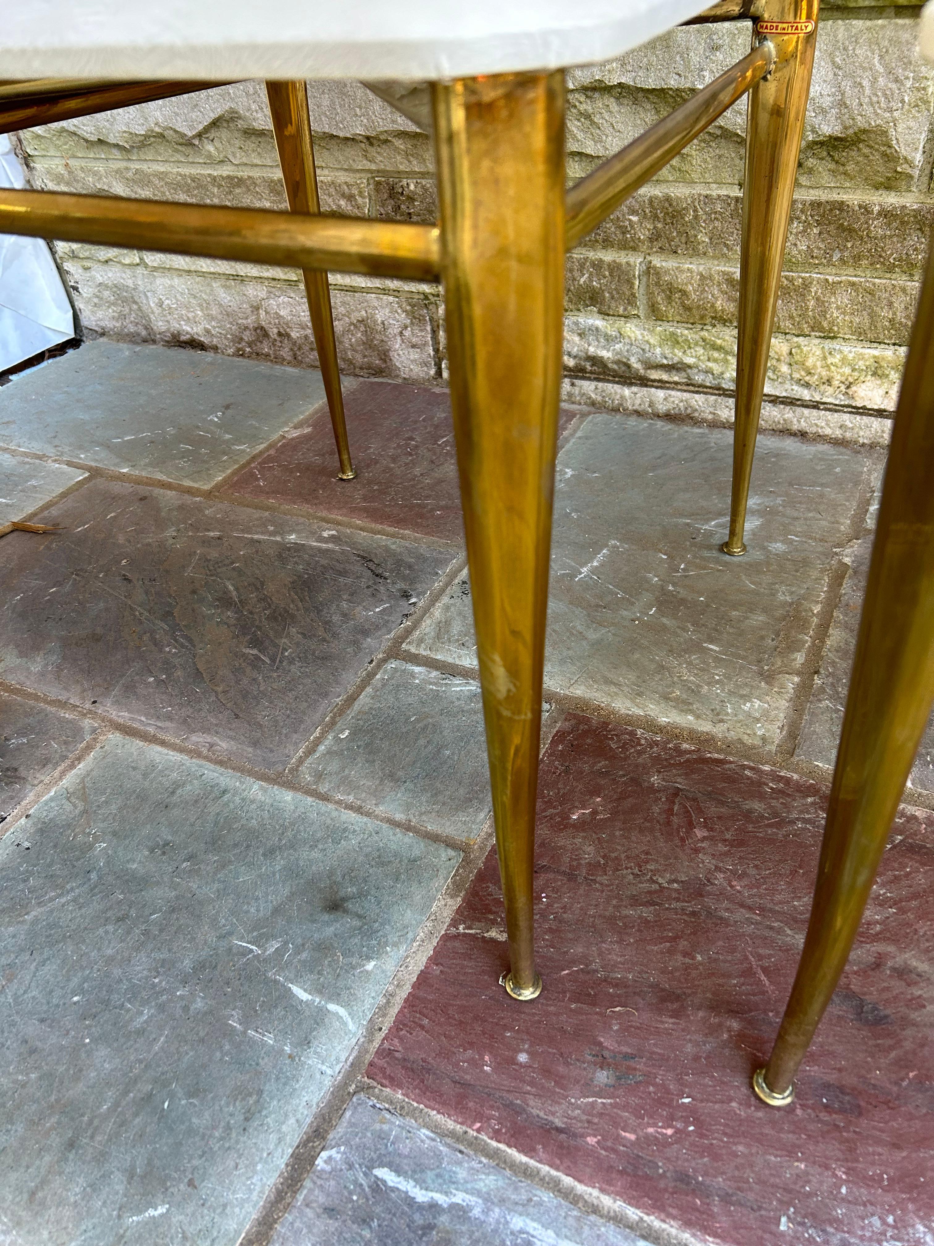 Sexy Pair Italian Gio Ponti style Tall Back Brass Side Dining Chair Mid-Century For Sale 6