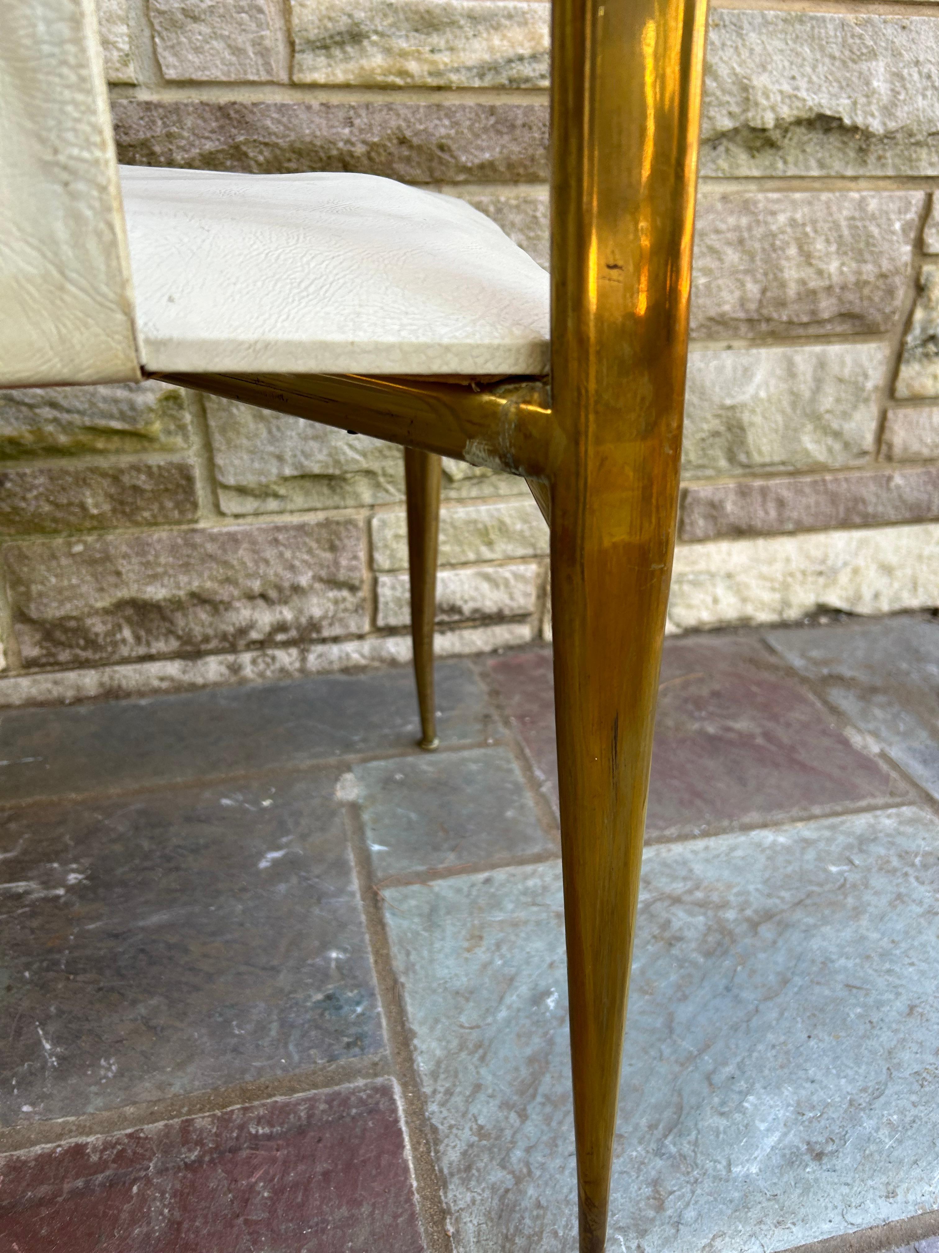 Sexy Pair Italian Gio Ponti style Tall Back Brass Side Dining Chair Mid-Century For Sale 7