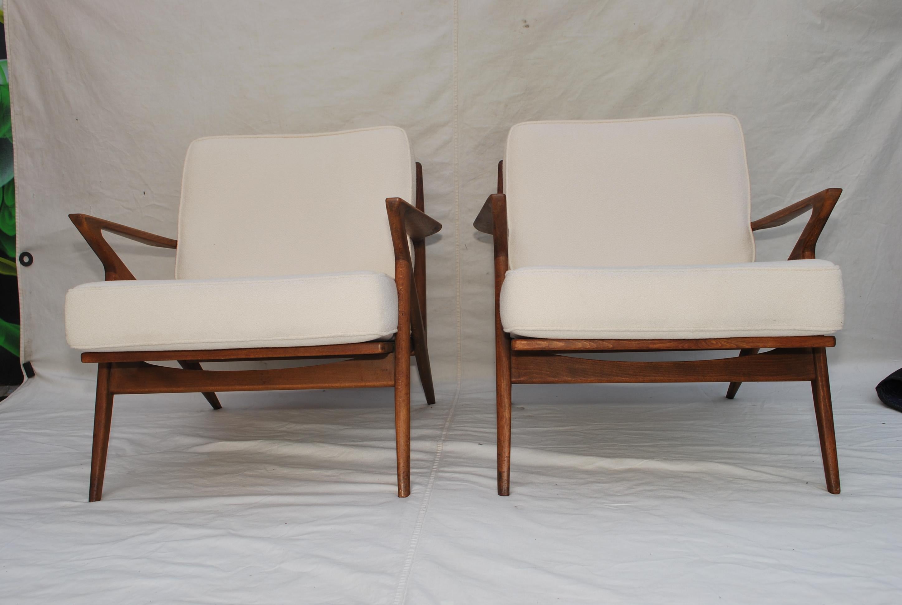 Danish Sexy Pair of 1960's Chairs Design by Poul Jesnsen the Z Chairs Design