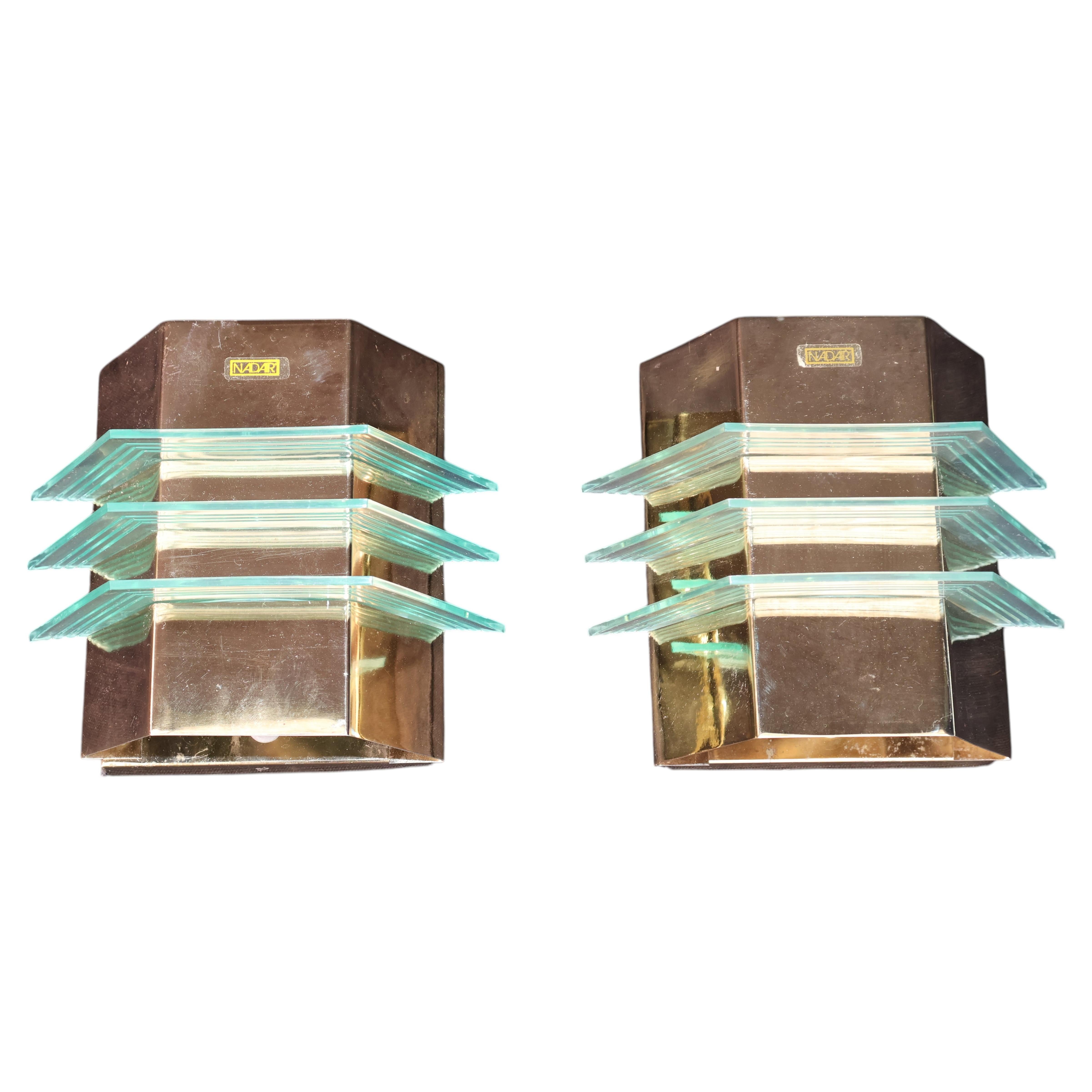 Sexy pair of 1970's sconces design by NADAR