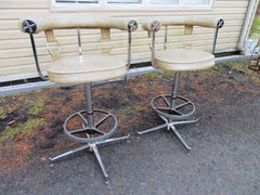 Sexy Pair of 70s Gucci Style Bar Stools Daystrom Mid-Century Modern
