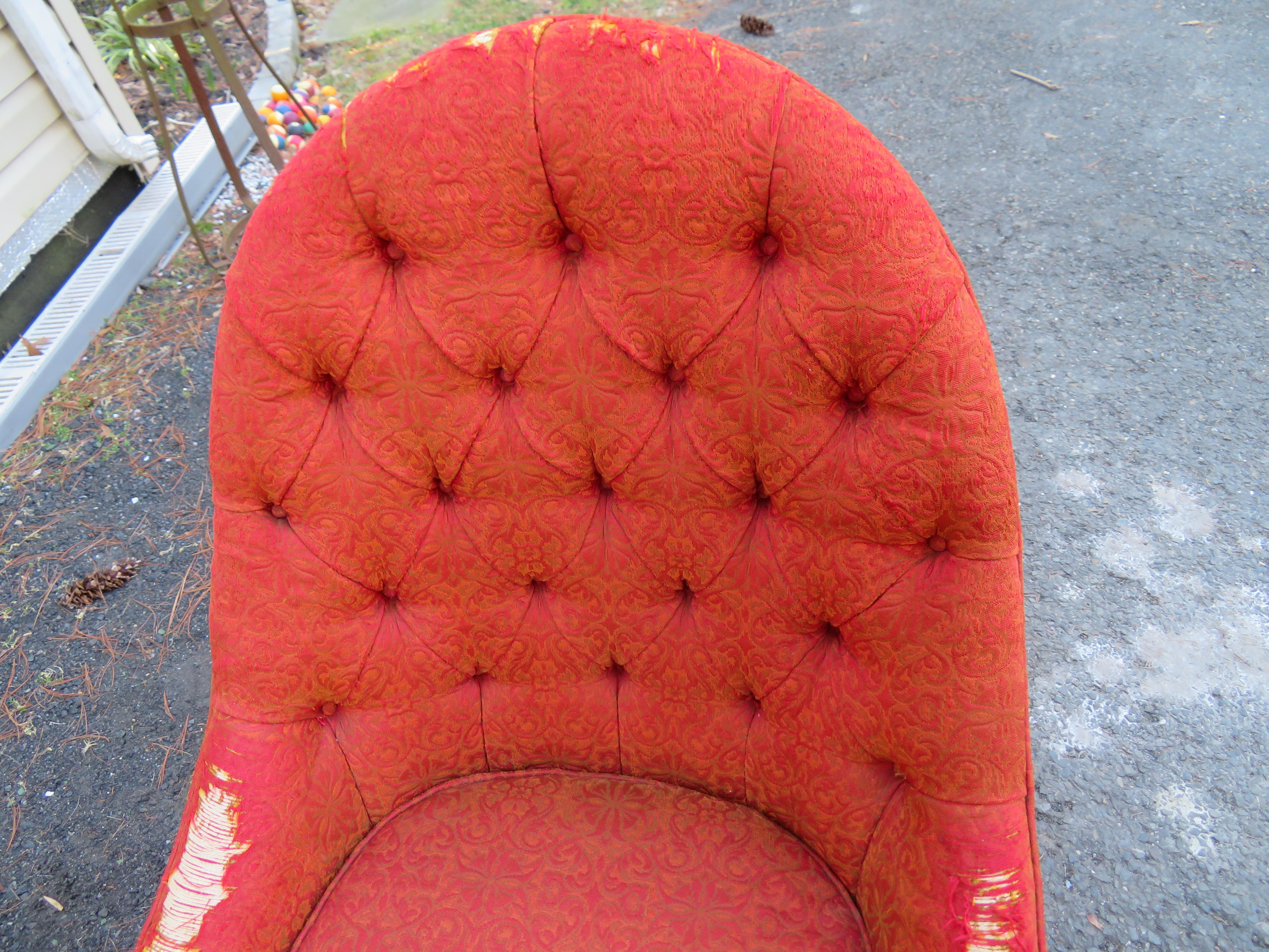 Sexy Pair Robsjohn Gibbings Style Tufted back Slipper Chairs Mid-Century Modern For Sale 3