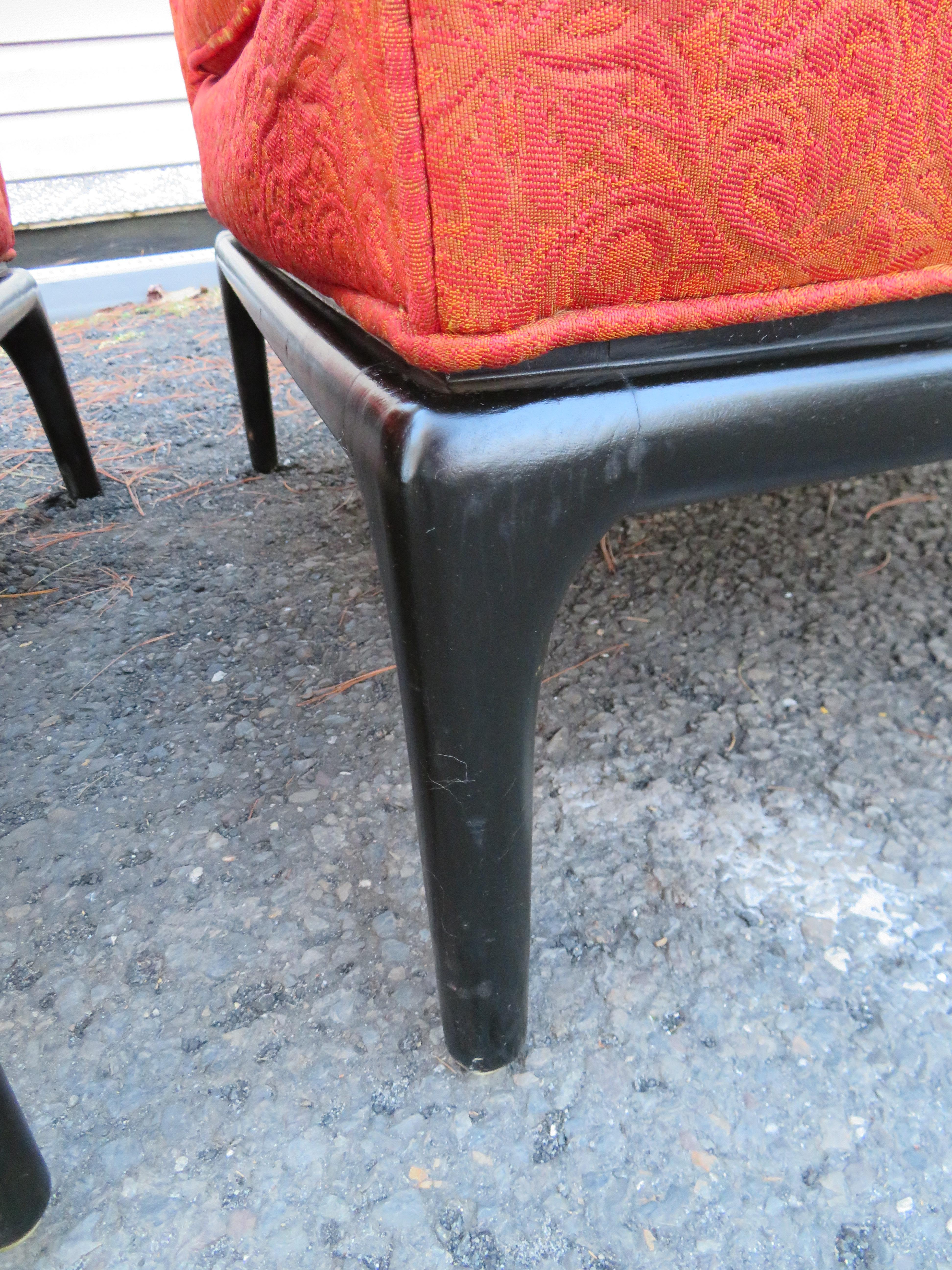 Paire de sexy chaises pantoufles à dossier touffeté de style Robsjohn Gibbings, mi-siècle moderne en vente 1