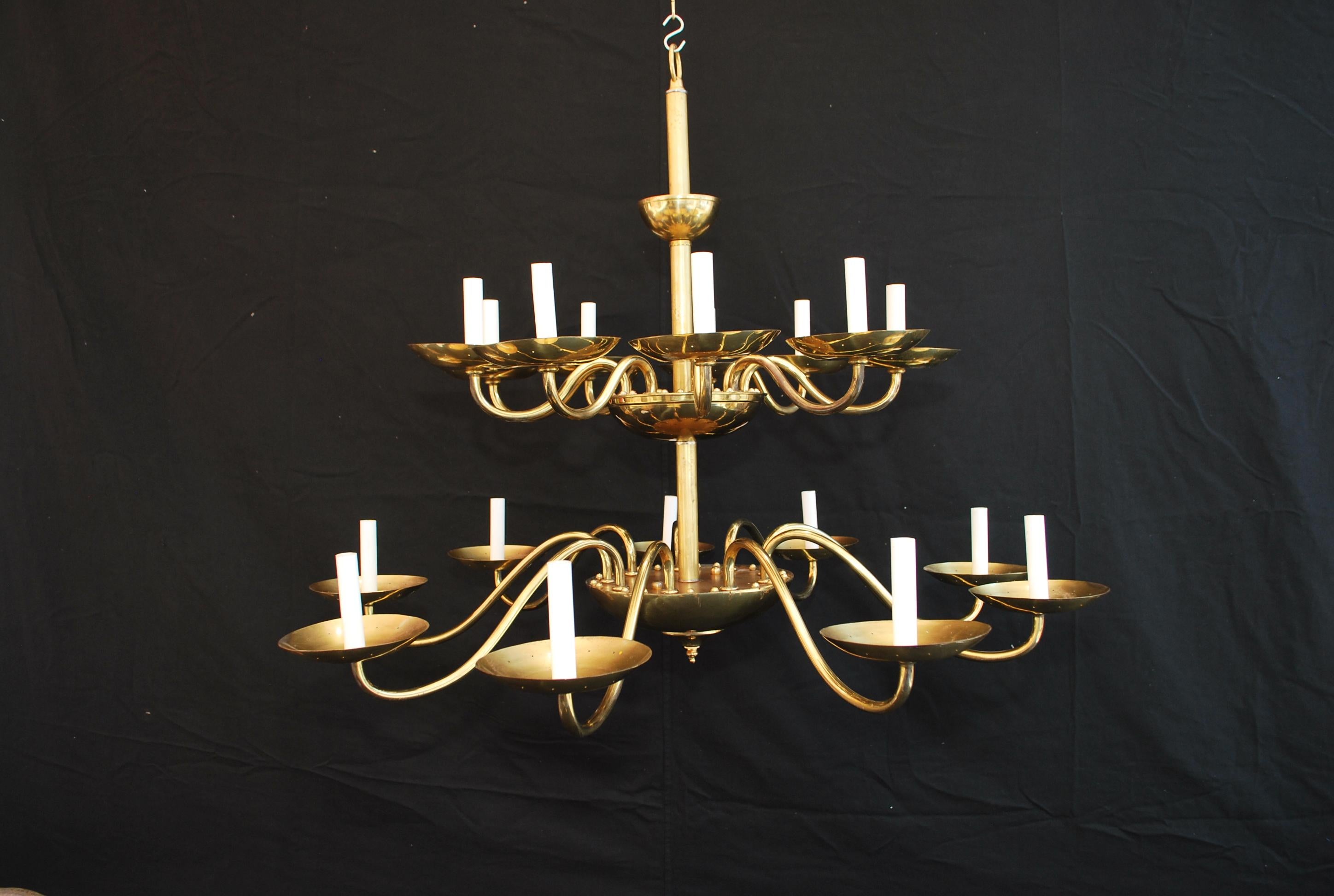 American Sexy Set of Nine Brass Chandelier by Chapman 'Price Is for One' ( five are sold  For Sale
