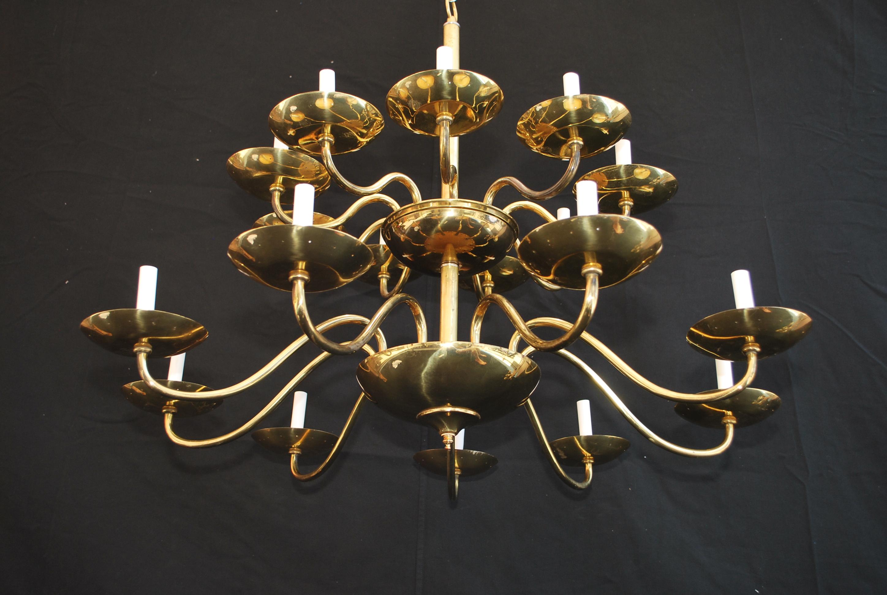 Sexy Set of Nine Brass Chandelier by Chapman 'Price Is for One' ( five are sold  For Sale 1
