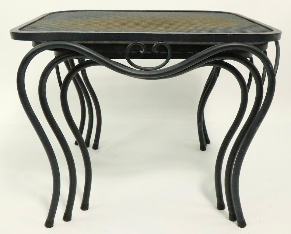 Mid-Century Modern Sexy Set of Three Nesting Tables Attributed to Woodard