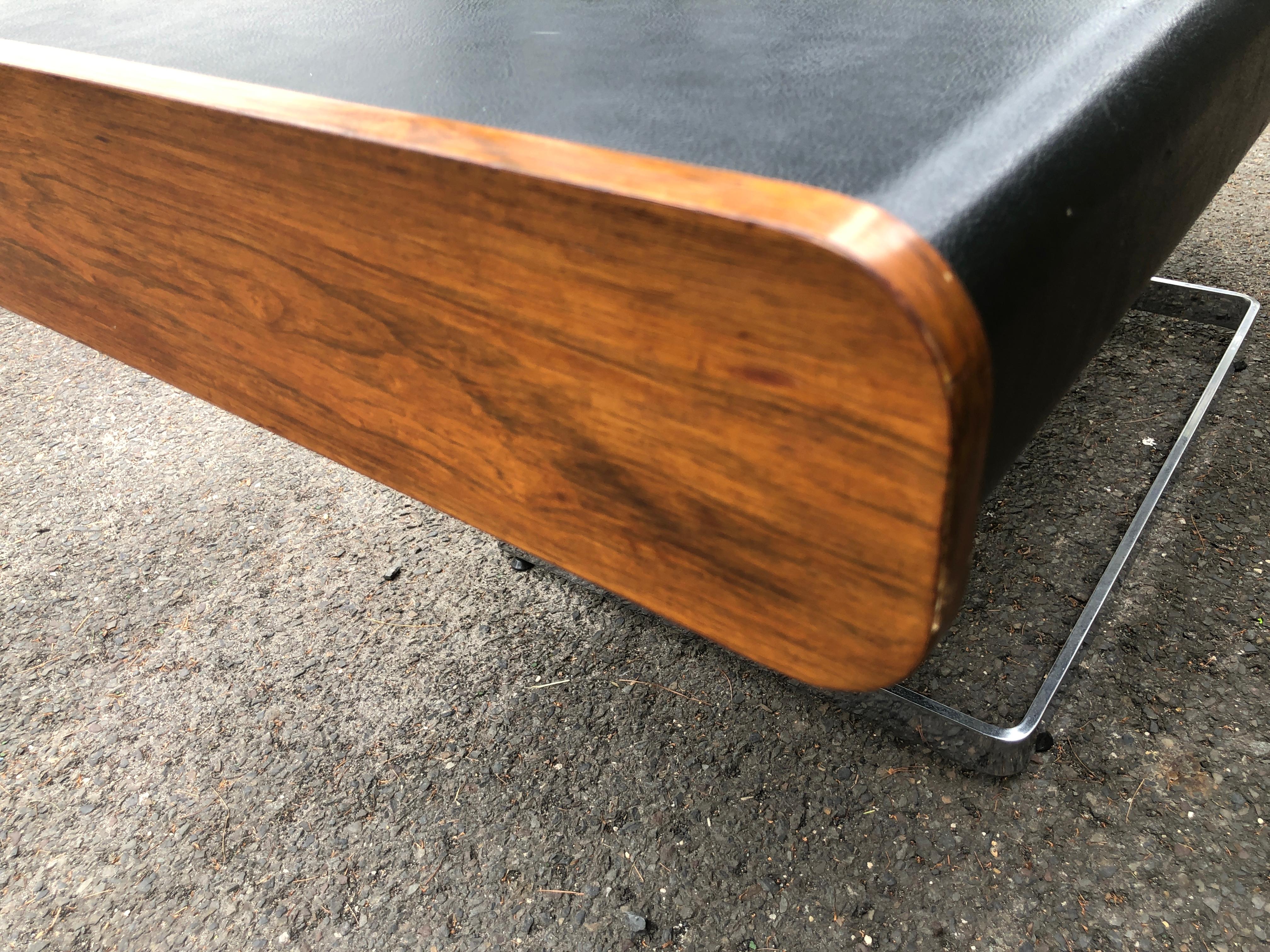 Sexy Slim Rosewood and Chrome Desk by Ste. Marie and Laurent Mid-Century For Sale 8