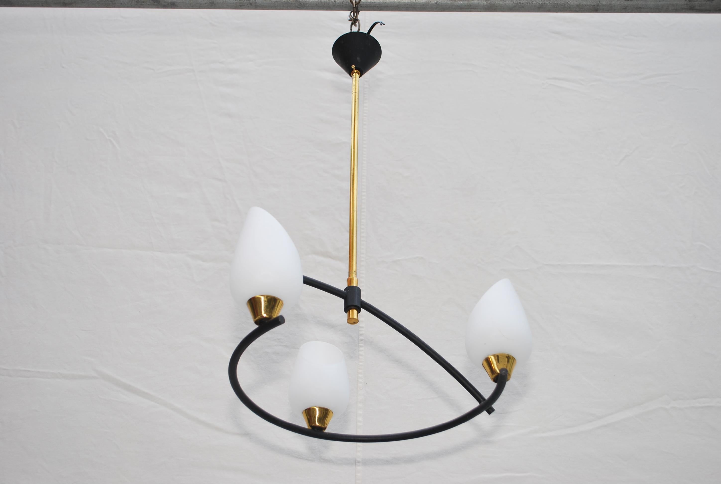 Sexy small mid century French chandelier design by Maison Arlus In Good Condition For Sale In Los Angeles, CA