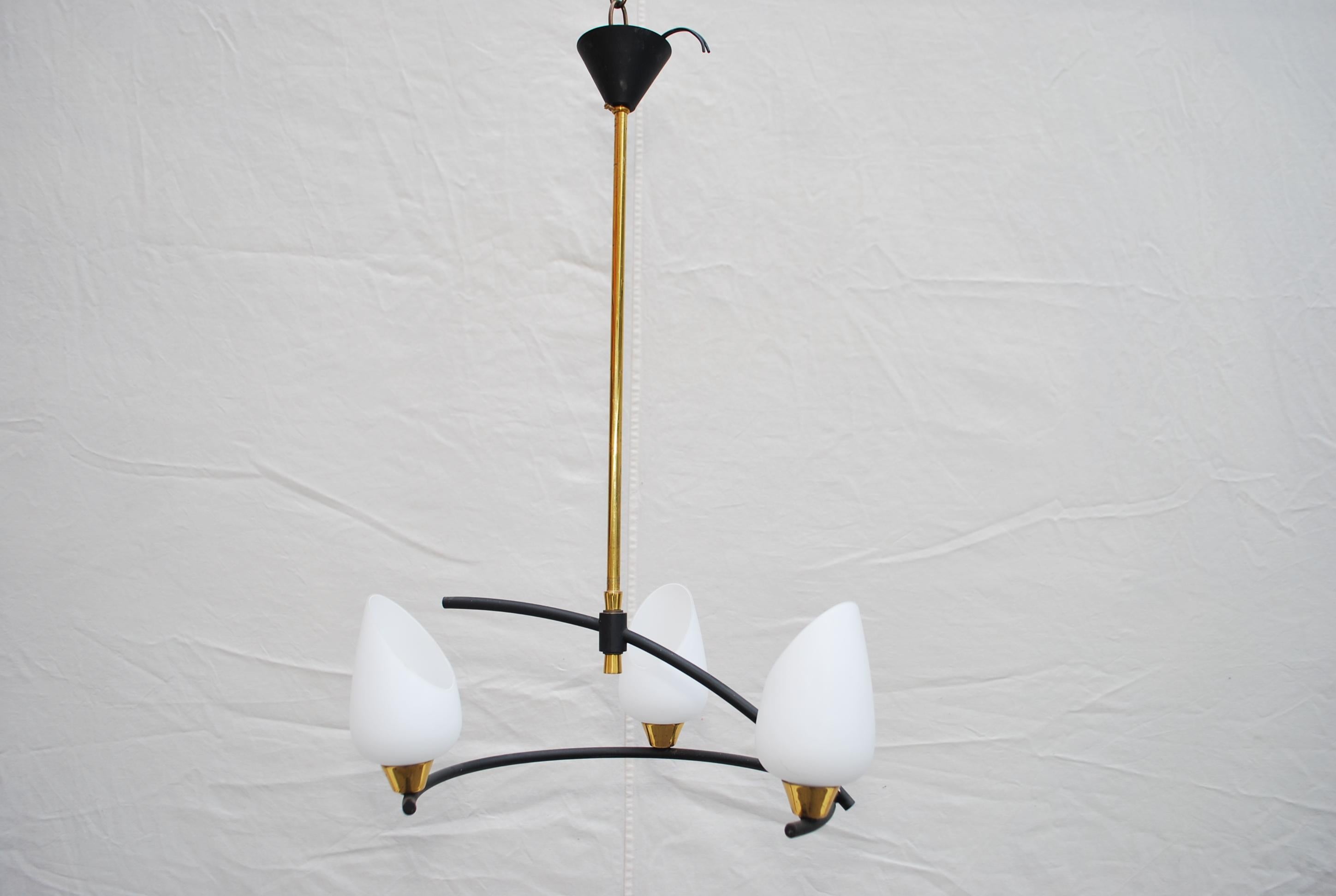Metal Sexy small mid century French chandelier design by Maison Arlus For Sale