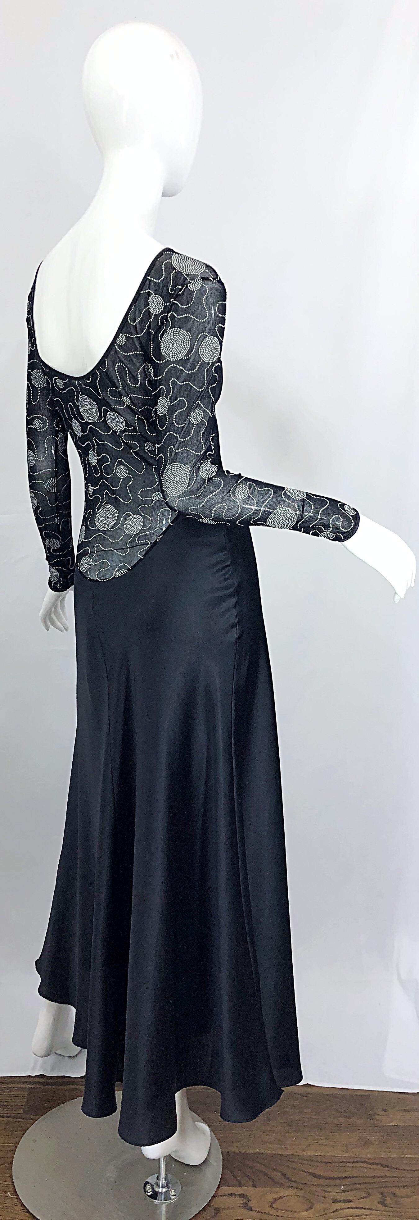 Sexy Vintage Bob Mackie Kleid mit tiefem Rücken und langen Ärmeln für den Abend im Angebot 8