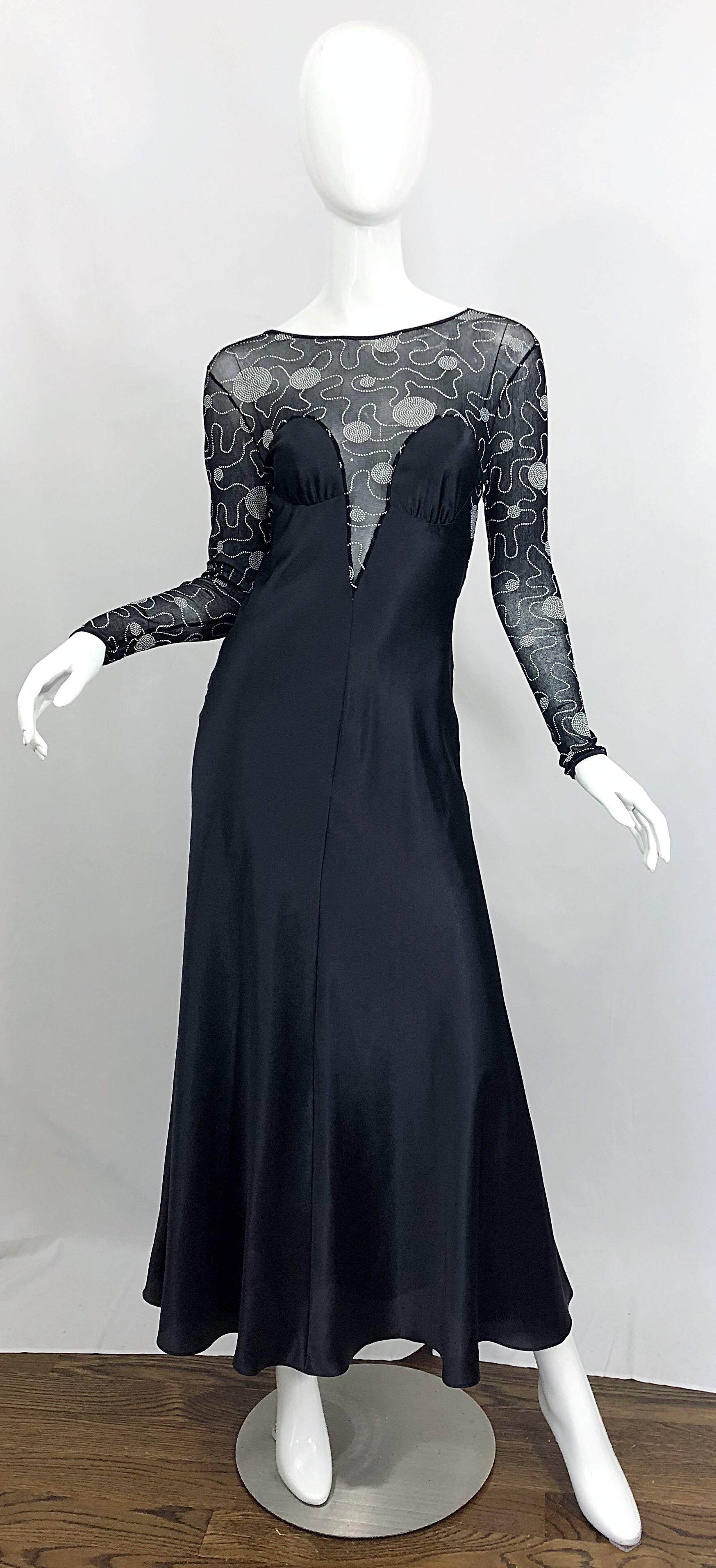 Sexy Vintage Bob Mackie Kleid mit tiefem Rücken und langen Ärmeln für den Abend im Angebot 9