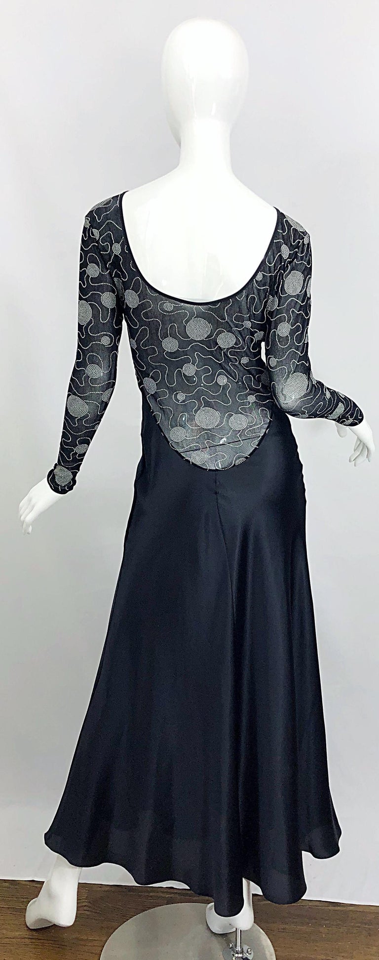 Sexy Vintage Bob Mackie Plungling Low Back Long Sleeve Evening Gown ...