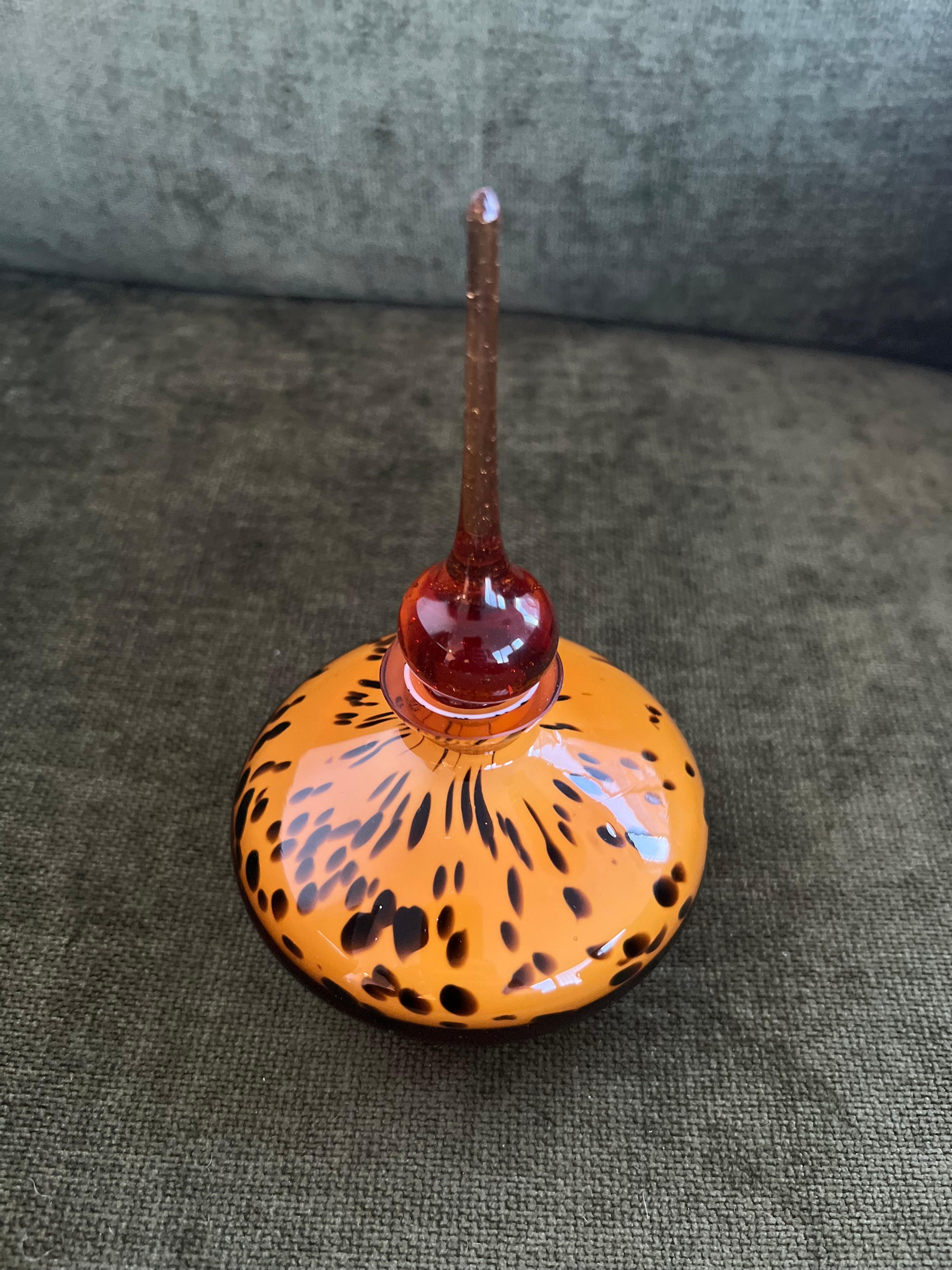 Sexy Vintage Murano Art Glass Amber Tone Leopard/Tortoise Perfume Bottle 1960s For Sale 4