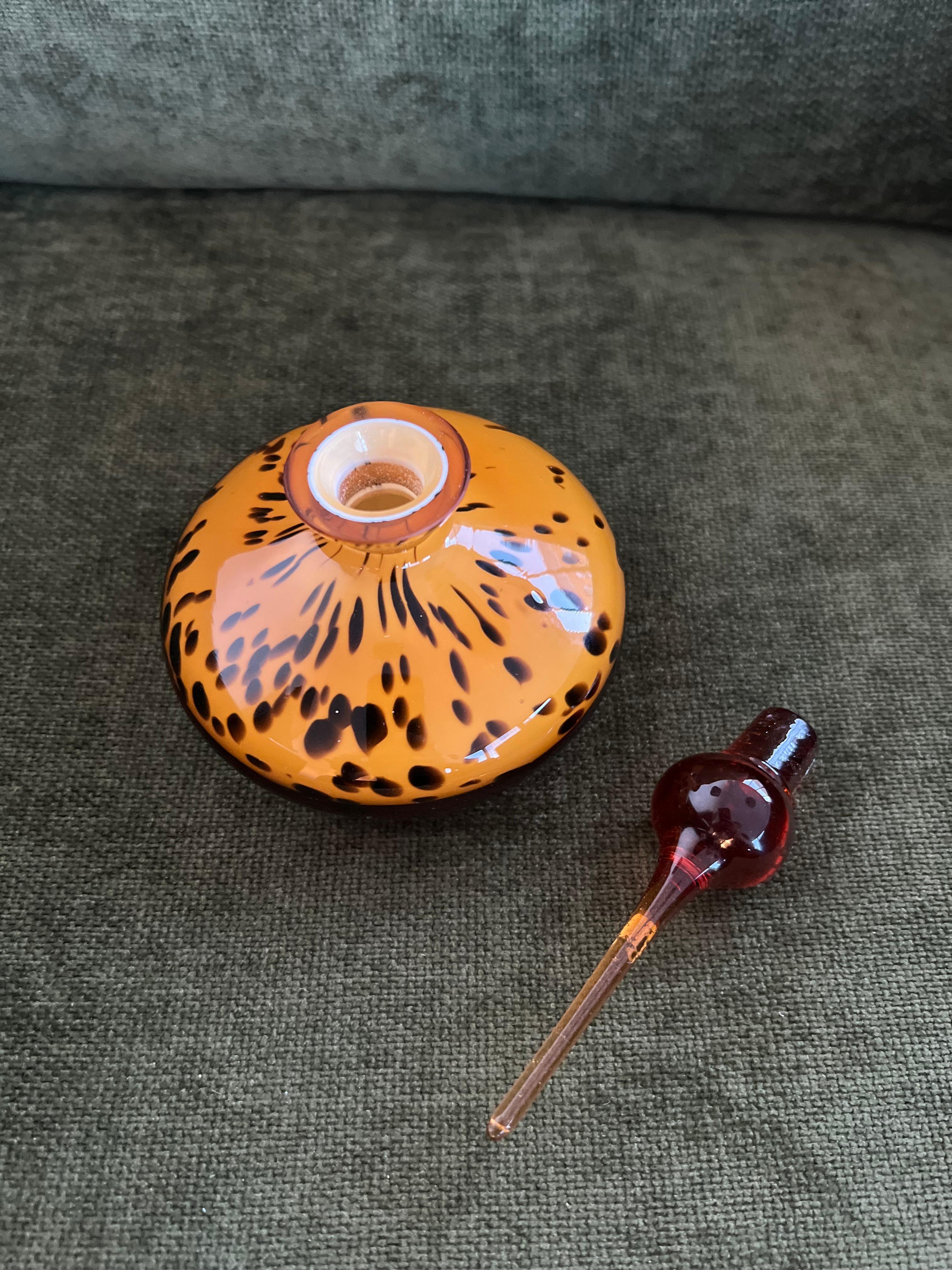 Sexy Vintage Murano Art Glass Amber Tone Leopard/Tortoise Perfume Bottle 1960s For Sale 5