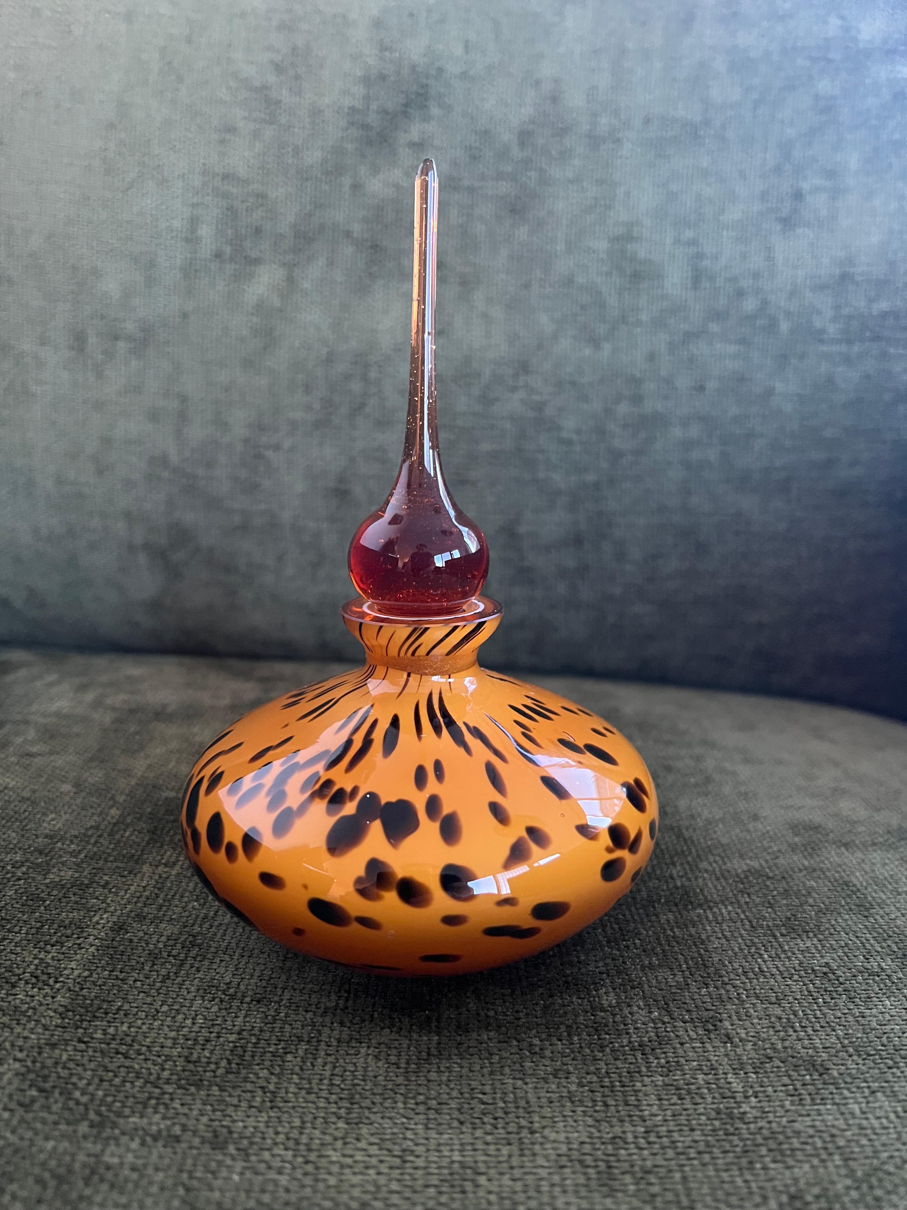Sexy Vintage Murano Art Glass Amber Tone Leopard/Tortoise Perfume Bottle 1960s For Sale 9