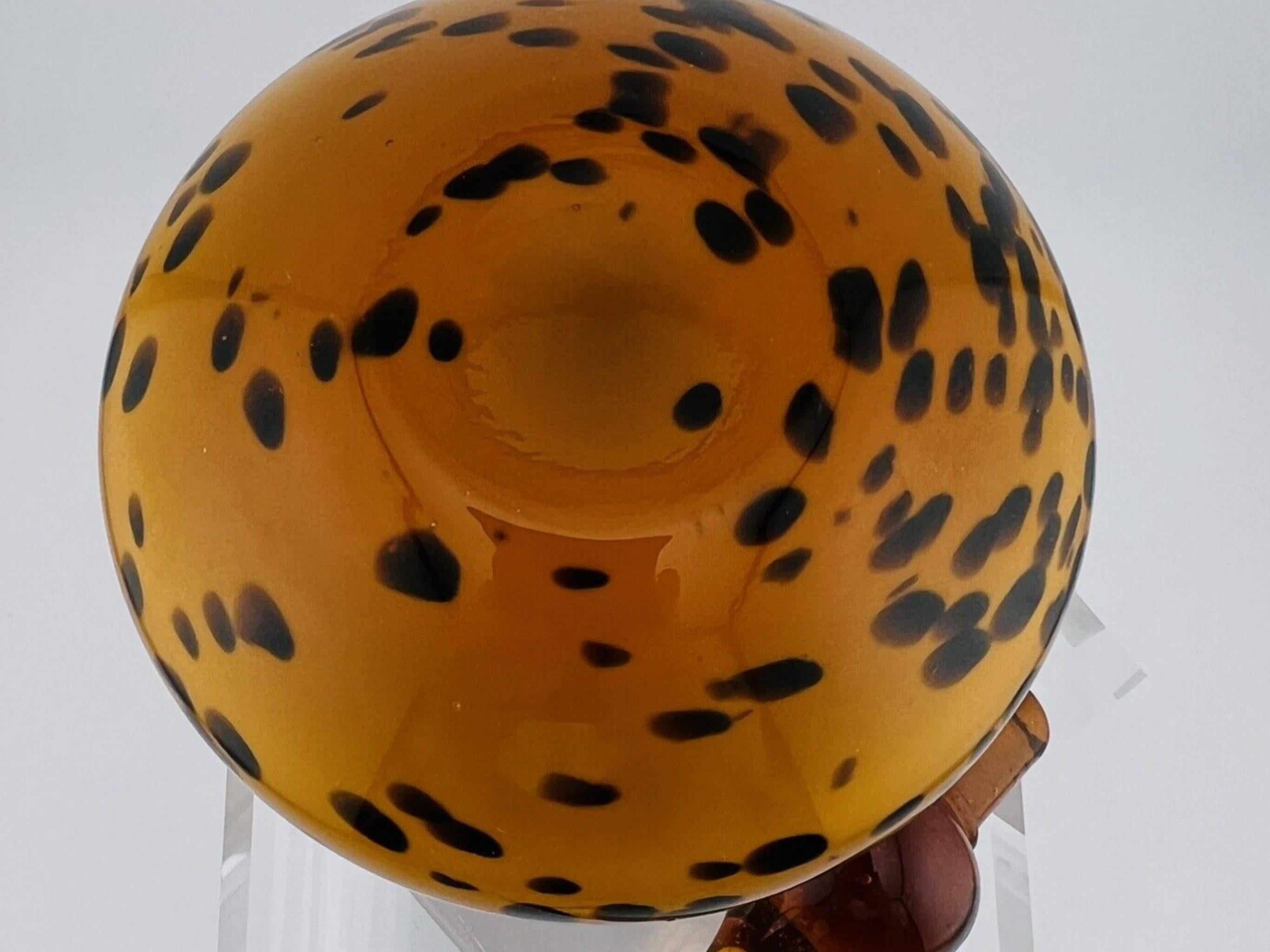 Women's or Men's Sexy Vintage Murano Art Glass Amber Tone Leopard/Tortoise Perfume Bottle 1960s For Sale