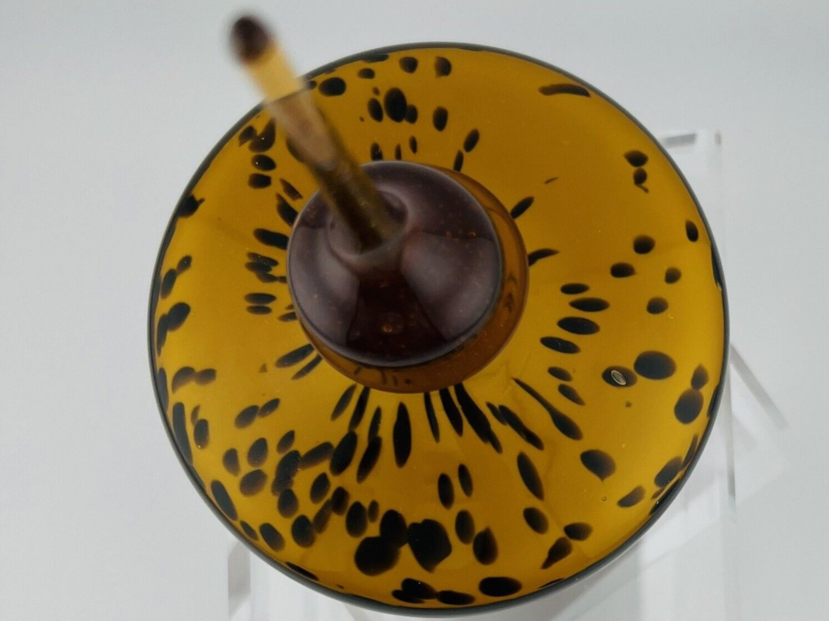Sexy Vintage Murano Art Glass Amber Tone Leopard/Tortoise Perfume Bottle 1960s For Sale 2