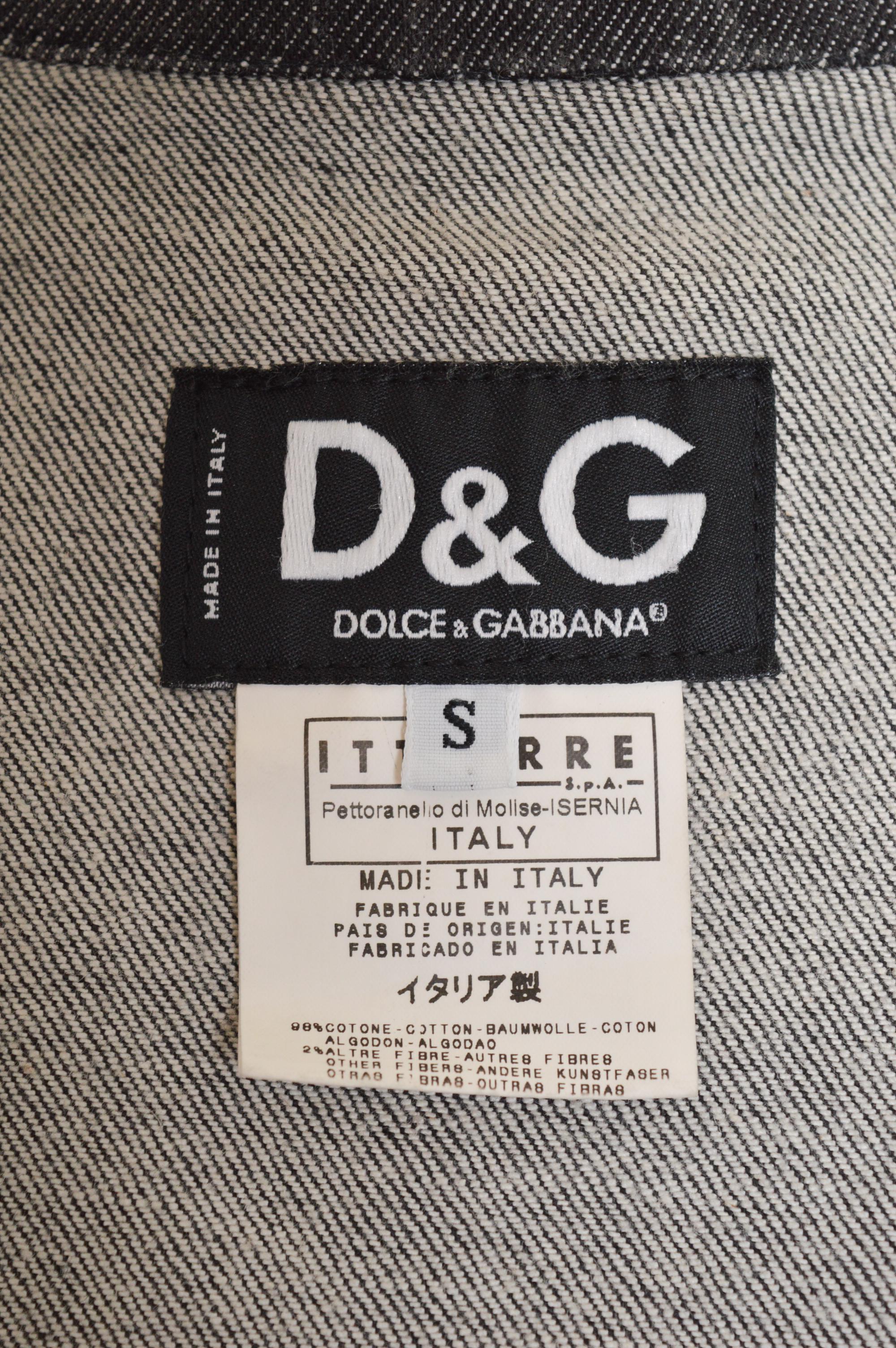 Sexy Y2k Dolce & Gabbana Charcoal Grey fitted denim Lace Up corset Jacket in vendita 6