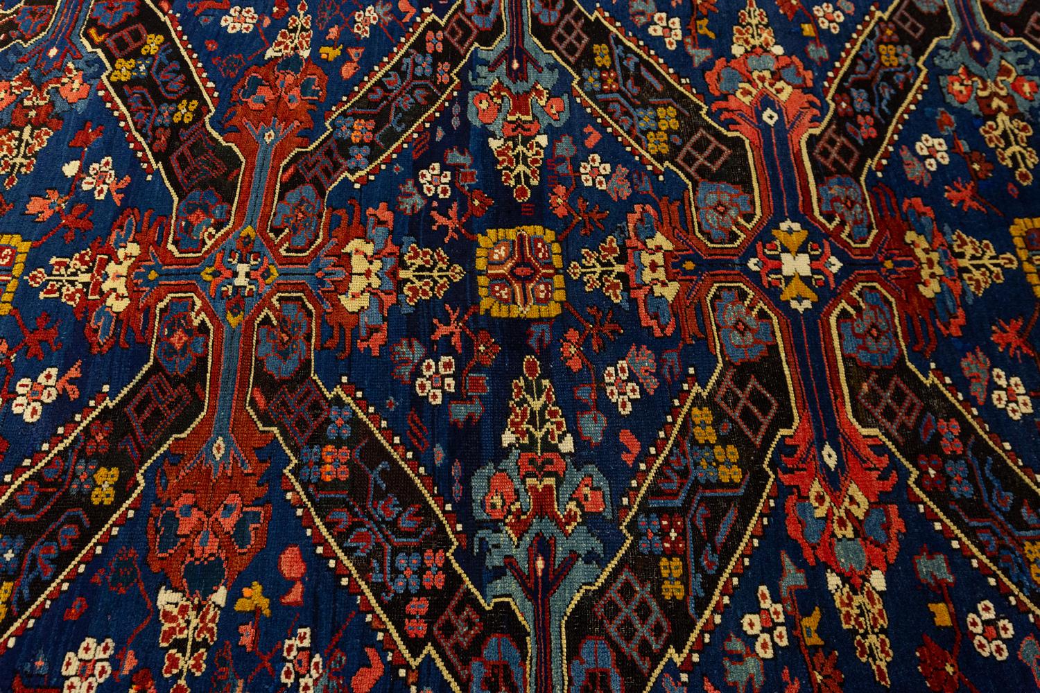 Kazak Seychour with All-Over Field in Rust&Navy Tones Fine Caucasian Rug, 1880-1900