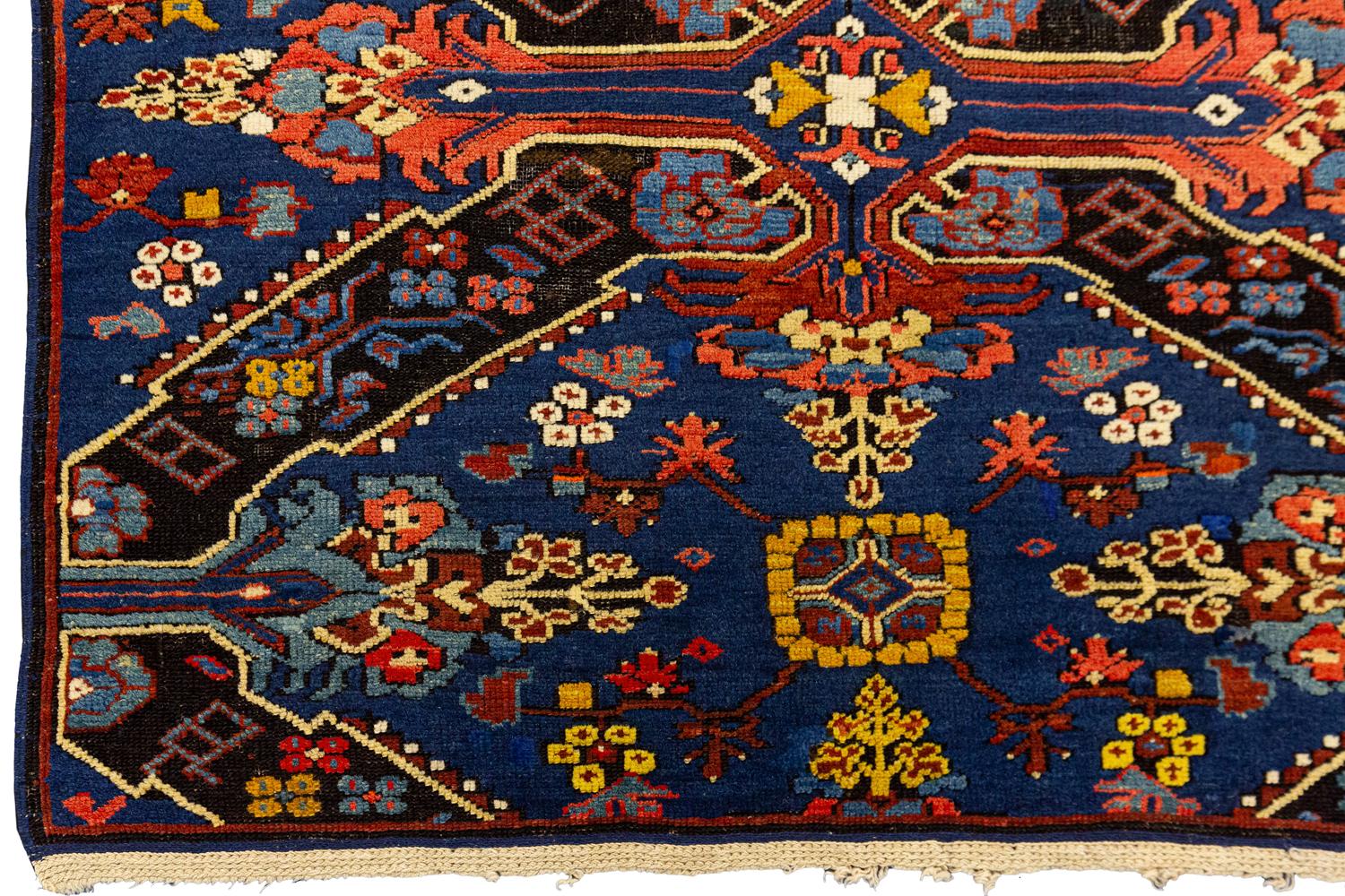 19th Century Seychour with All-Over Field in Rust&Navy Tones Fine Caucasian Rug, 1880-1900
