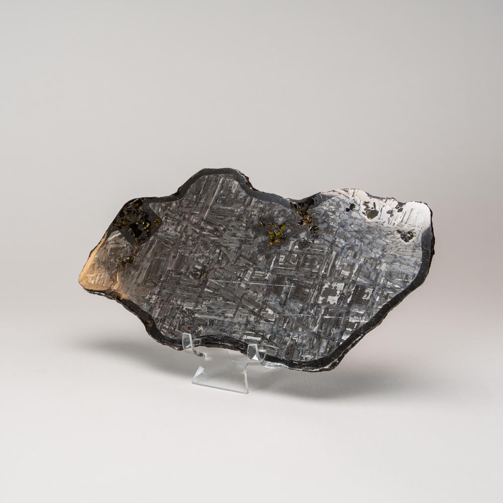 Cristal Authentique dalle de météorite Seymchan en pallasite de Russie en vente
