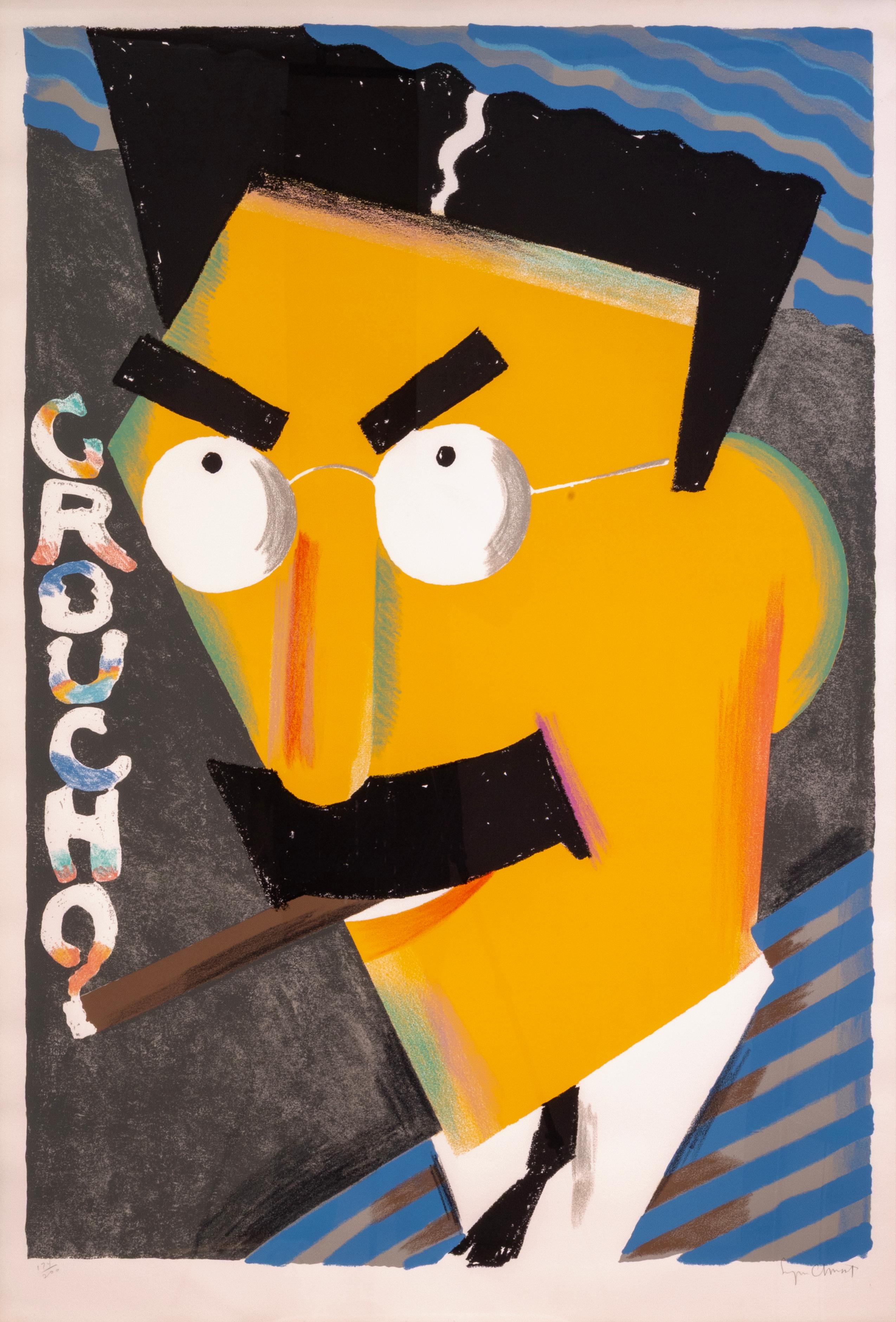 Seymour Chwast - Groucho, 1989 Signierter postmoderner Siebdruck auf Papier 174/200 (Postmoderne) im Angebot