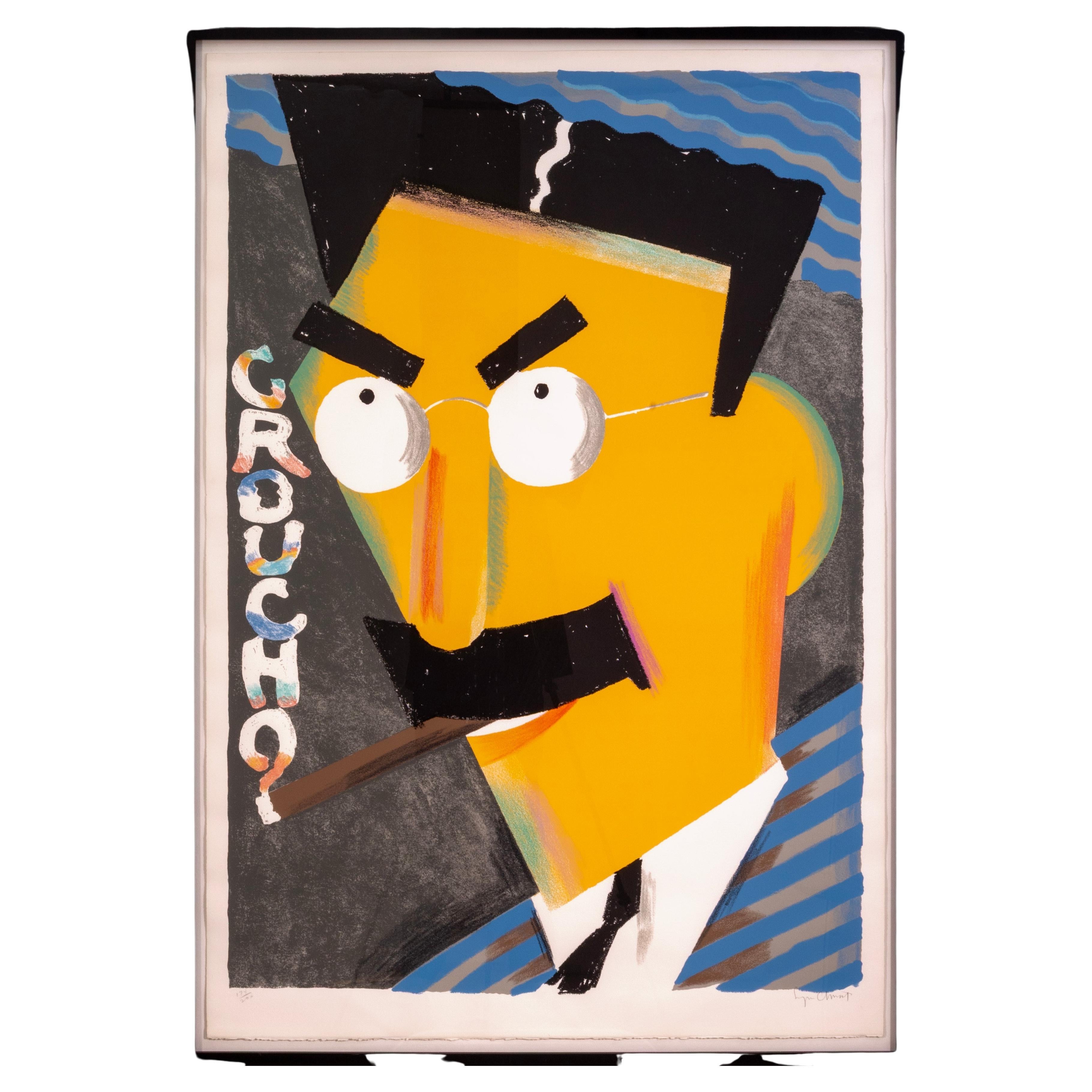 Seymour Chwast - Groucho, 1989 Signierter postmoderner Siebdruck auf Papier 174/200 im Angebot