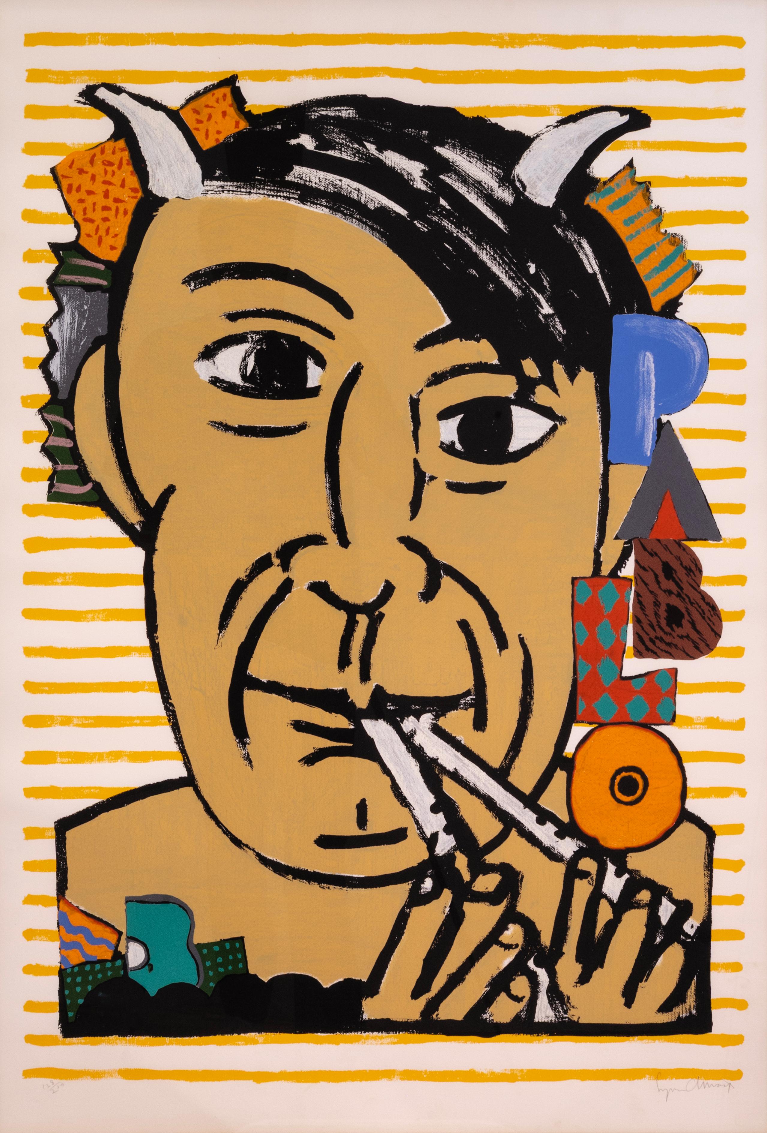 Seymour Chwast - Pablo Picasso, 1989 Signiert Postmoderner Siebdruck Papier 128/200 (amerikanisch) im Angebot