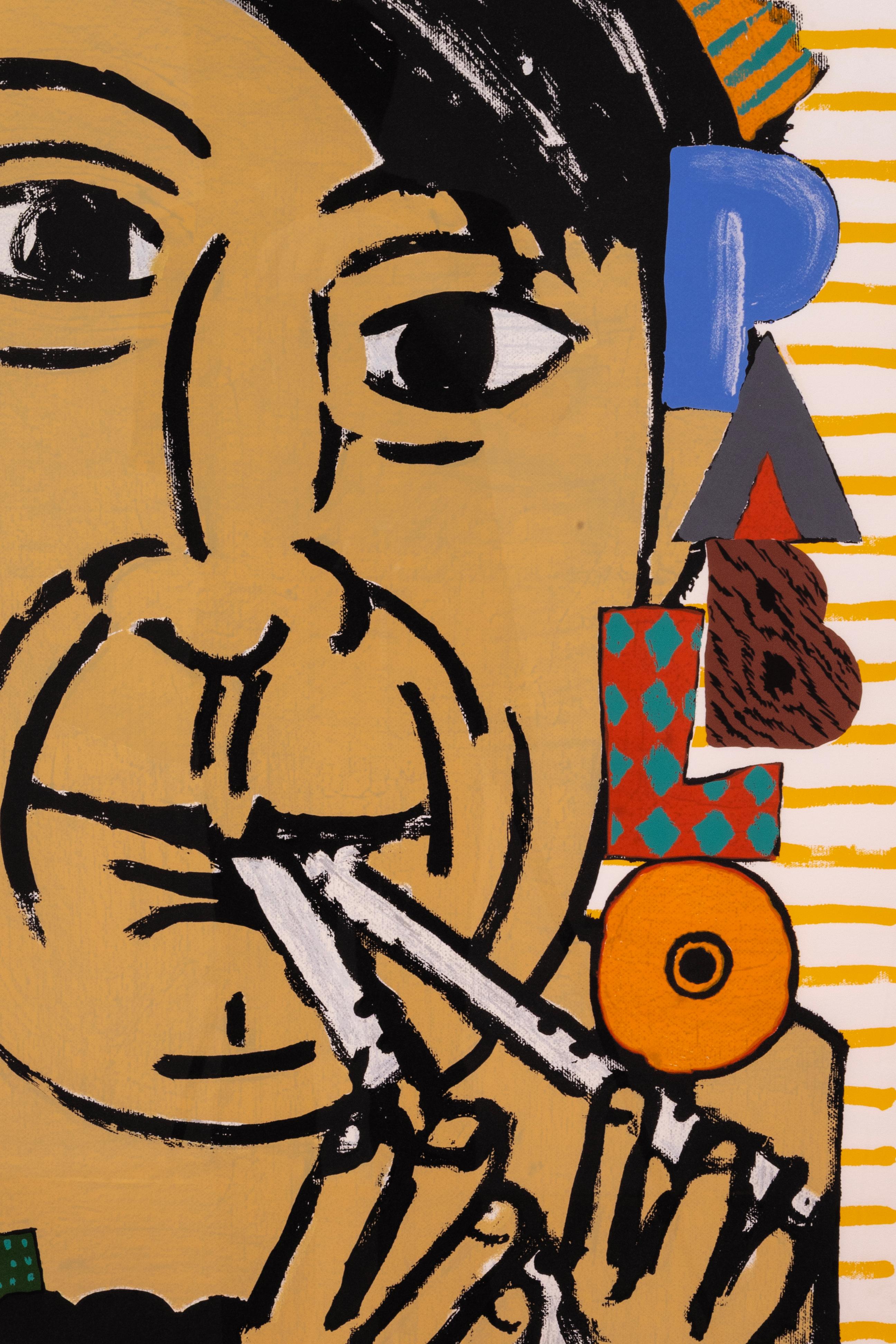 Seymour Chwast - Pablo Picasso, 1989 Signiert Postmoderner Siebdruck Papier 128/200 im Zustand „Gut“ im Angebot in Keego Harbor, MI