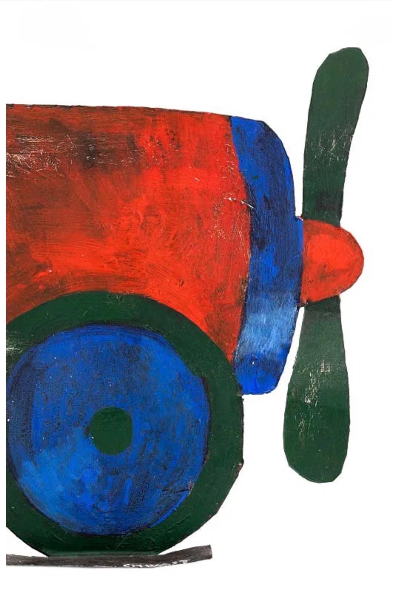 Pilots in Plane Painting on Metal Sculpture Wall Hanging Seymour Chwast Airplane im Angebot 15