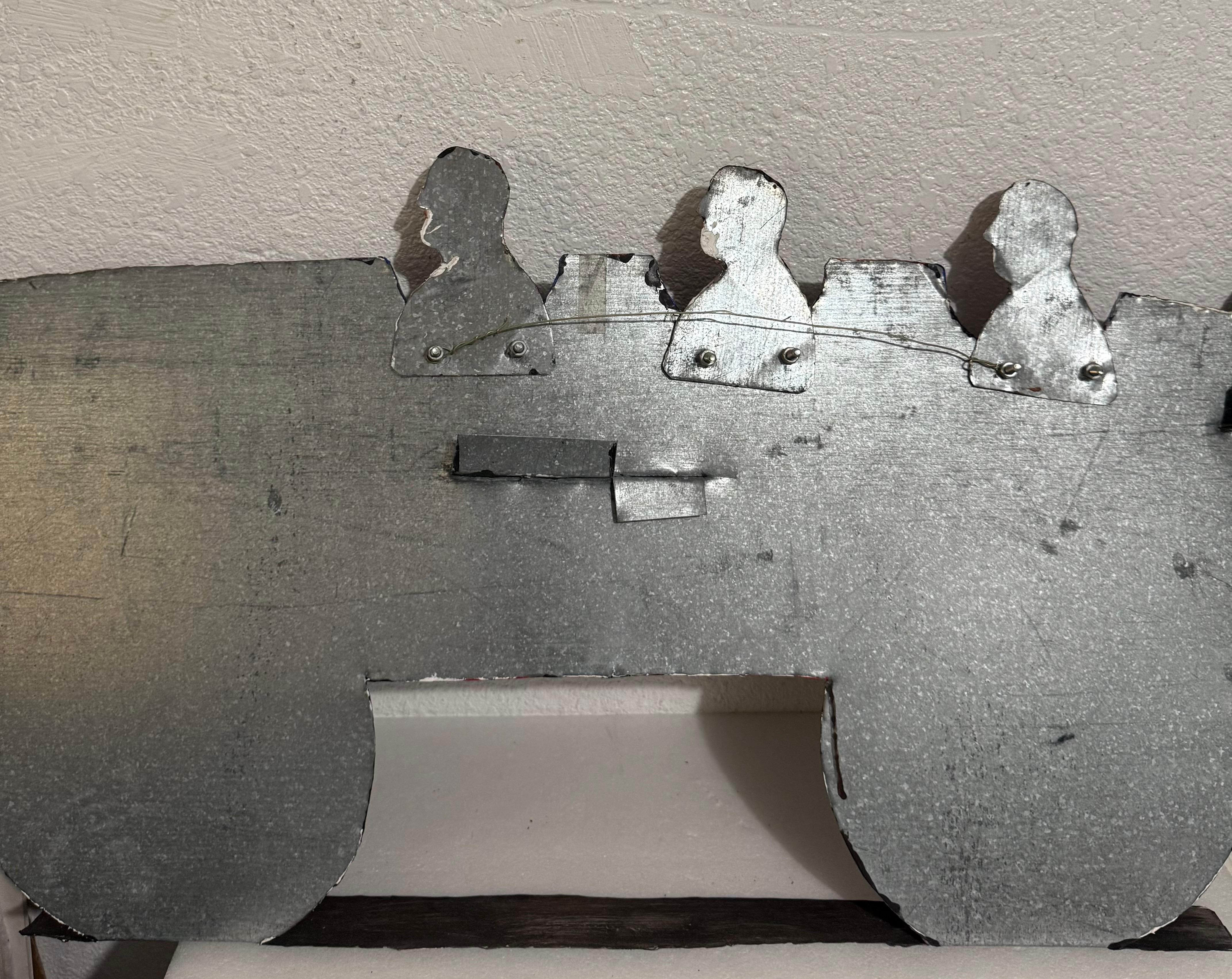 Pilots in Plane Painting on Metal Sculpture Wall Hanging Seymour Chwast Airplane im Angebot 18