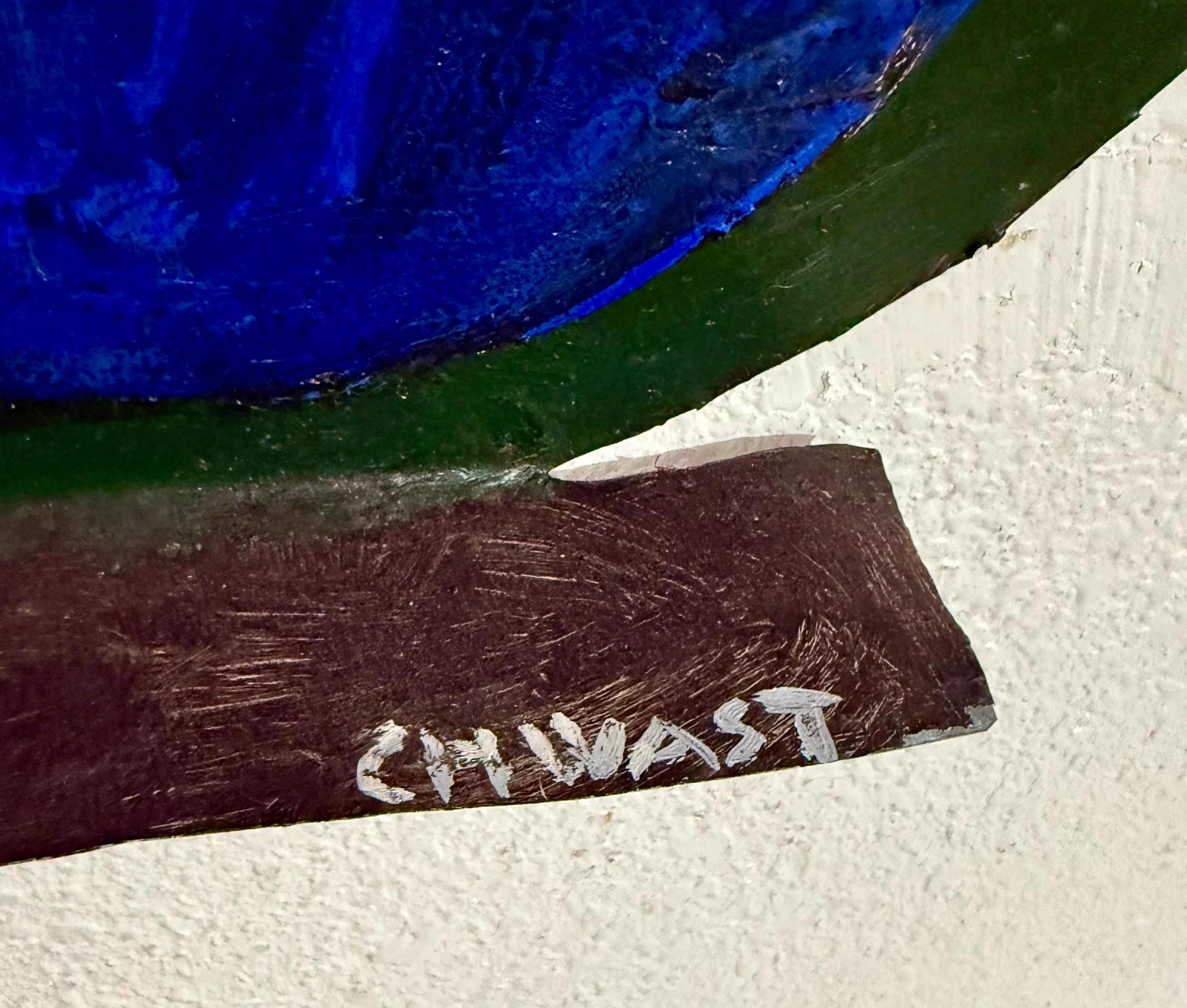 Pilots in Plane Painting on Metal Sculpture Wall Hanging Seymour Chwast Airplane im Angebot 6