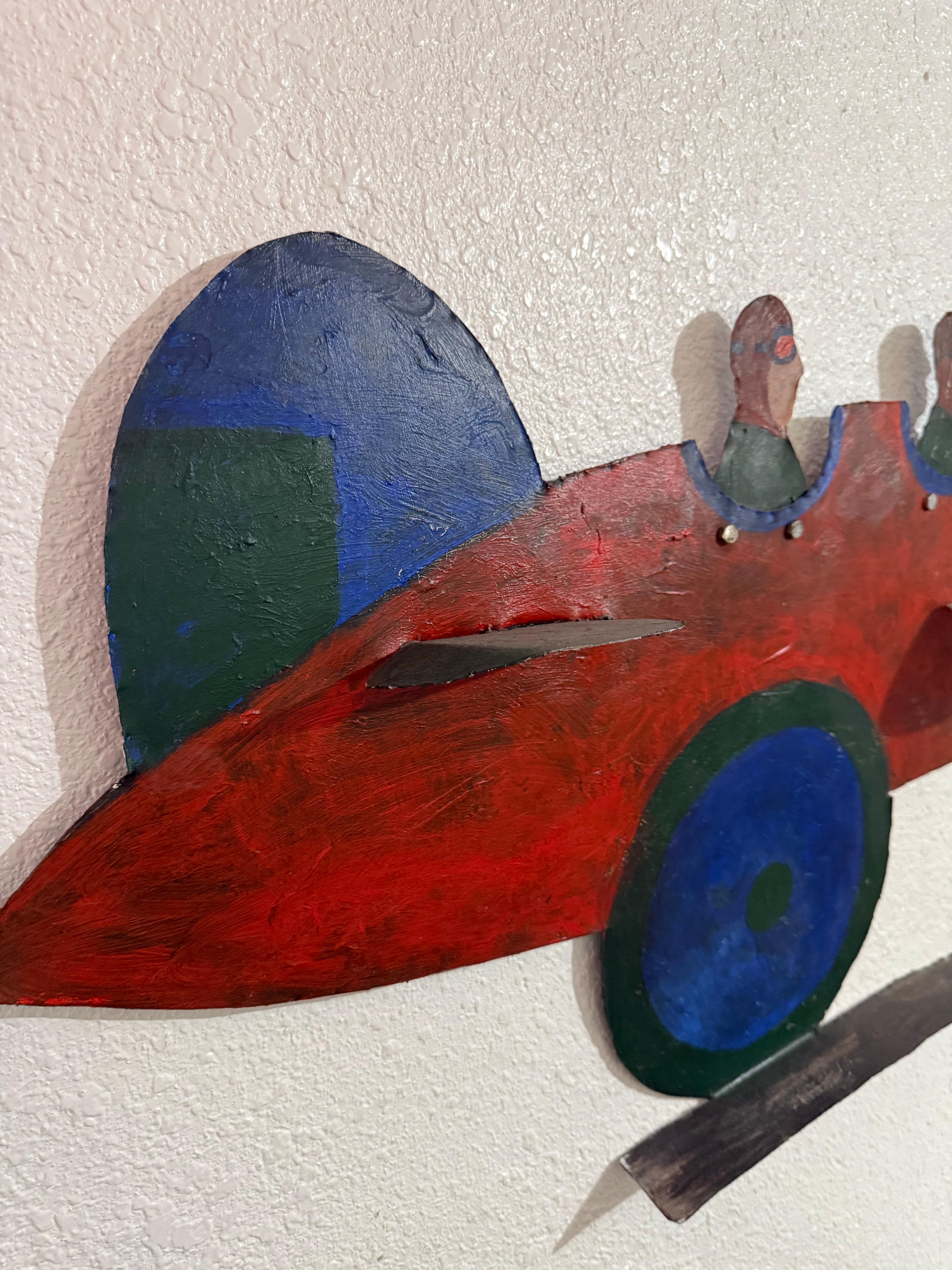 Pilots in Plane Painting on Metal Sculpture Wall Hanging Seymour Chwast Airplane im Angebot 7