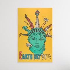 "Día de la Tierra 1991 Nueva York" Póster Pop Art Vintage