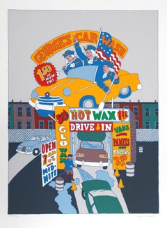 „George's Car Wash“:: um 1979:: Serigraphie von Seymour Chwast