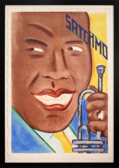 Seymour Chwast - Satchmo, 1989 Firmado Serigrafía posmoderna sobre papel 130/200