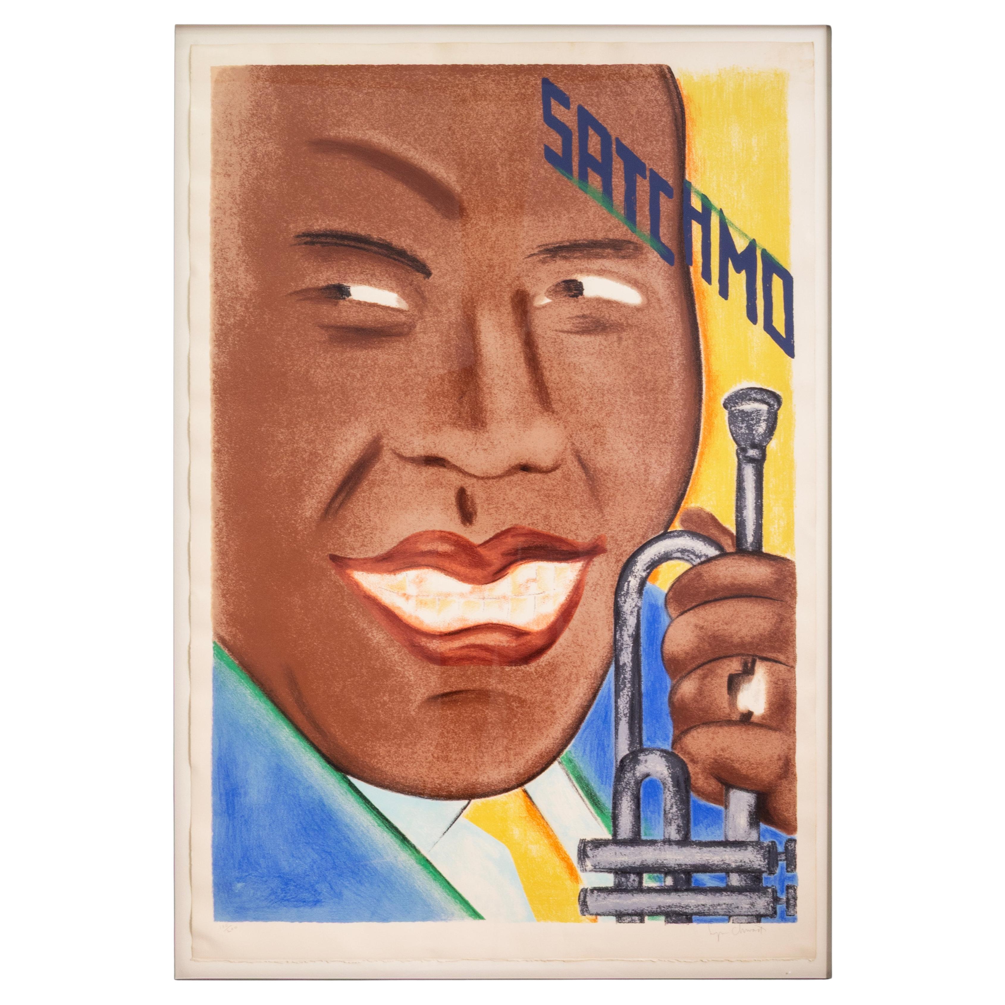 Seymour Chwast - Satchmo, 1989 Signierter postmoderner Siebdruck auf Papier 130/200