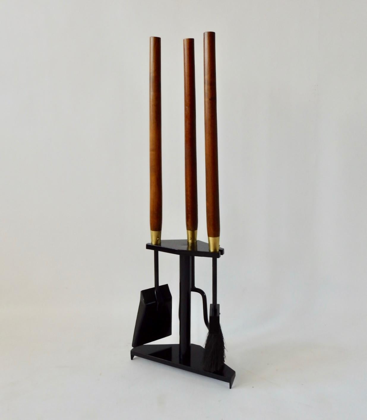 Lacquered Seymour Co. Wood Handle Fireplace Tools