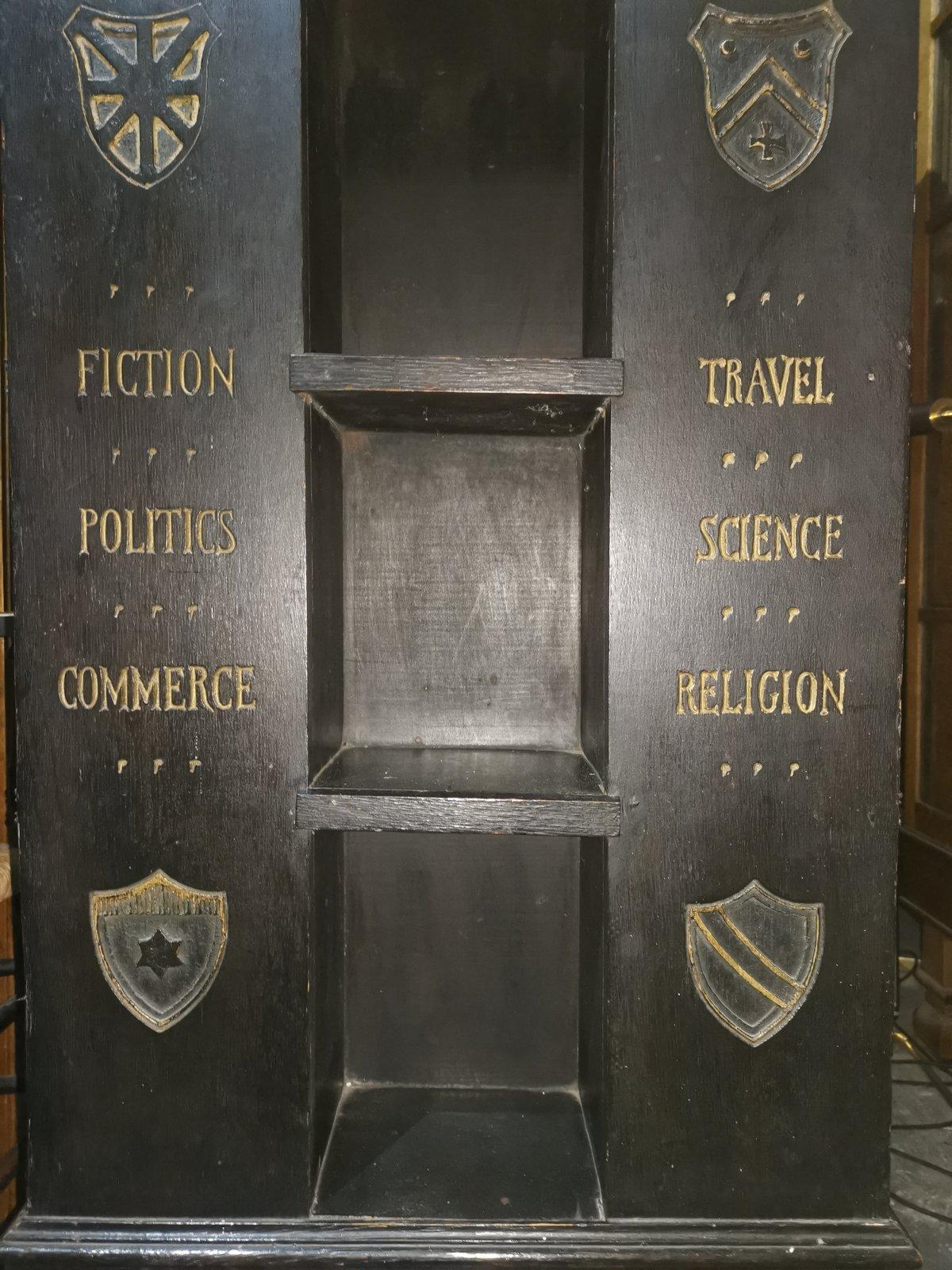 Hand-Crafted Seymour Easton. A Gothic Revival Ebonized Tabard Inn Library Revolving Bookcase. For Sale