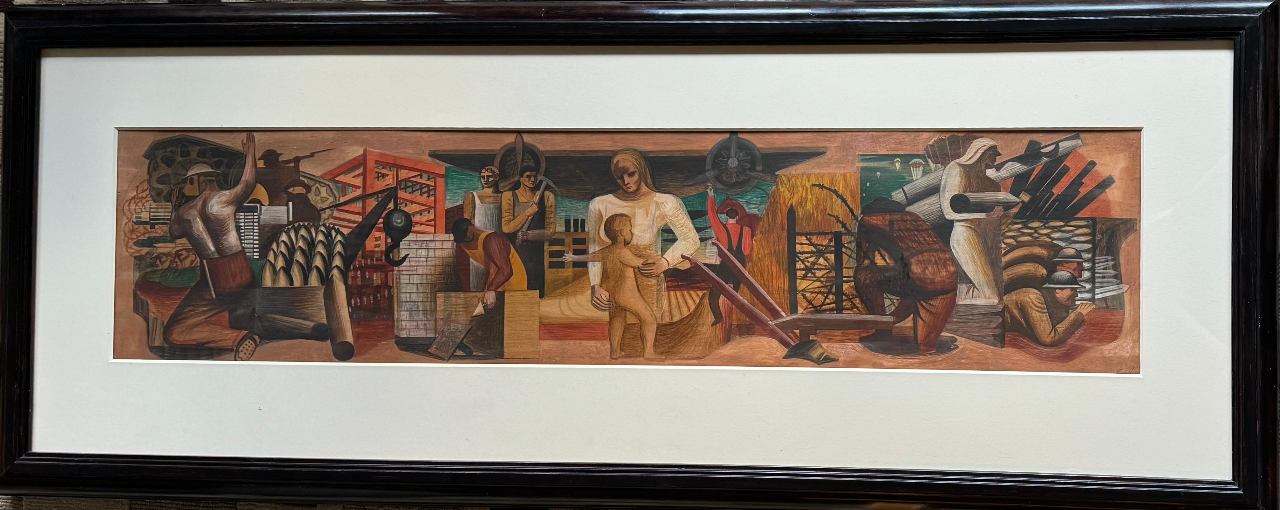 Estudio mural WPA Escena americana Realismo social Trabajadores modernos de mediados del siglo XX - Art moderno estadounidense de Seymour Fogel