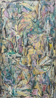 "No. 4" Seymour Franks, Mid-Century Abstract Modernist Lilac, Blue Composition