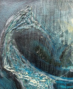 "Paulson" Seymour Franks, Modernist, Blue, White and Green Abstraction